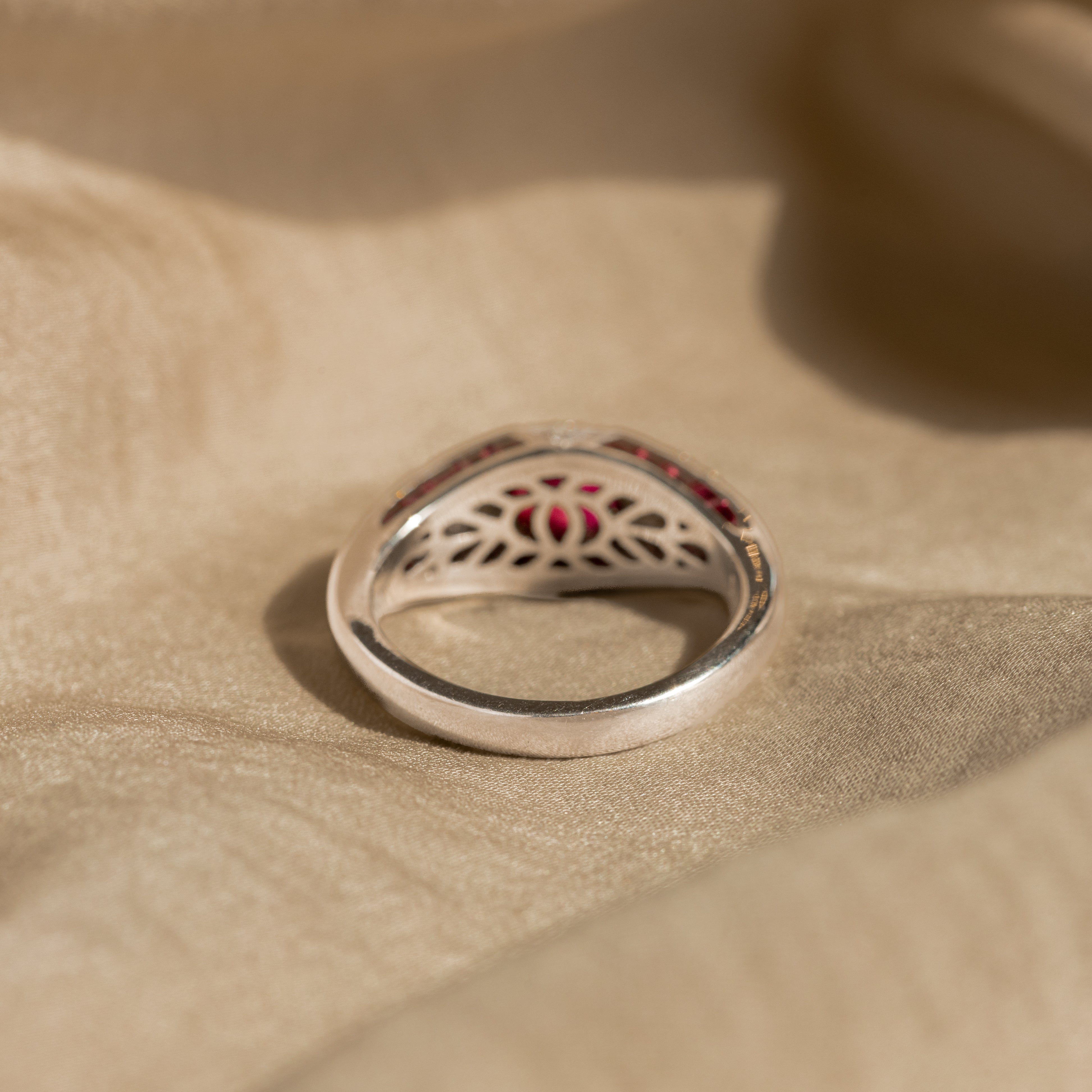 Art Deco Inspired 1.08 Carat Oval Natural Ruby Diamond Ring - Queen May