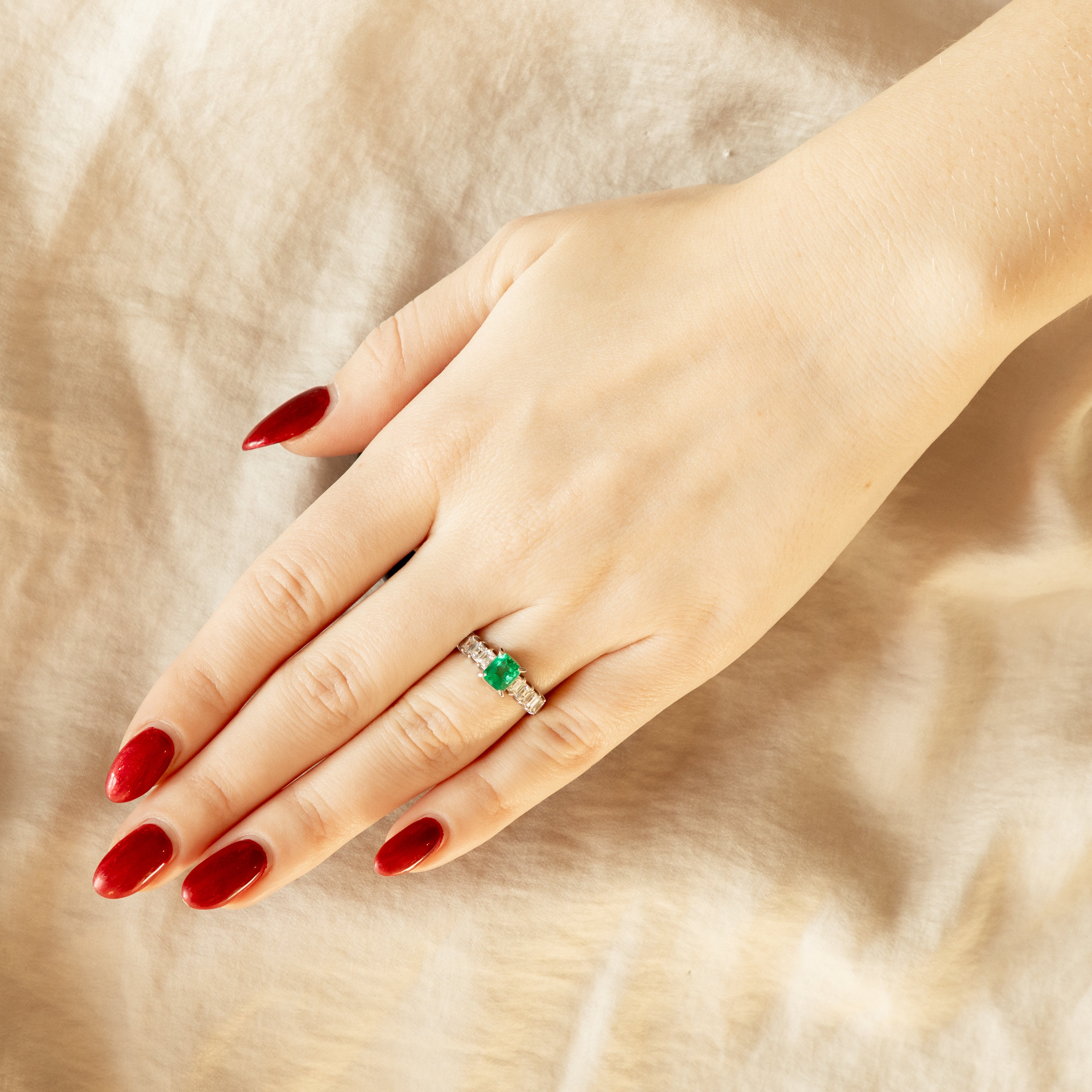 0.60 Carat Emerald Carre Cut Diamond Ring - Queen May