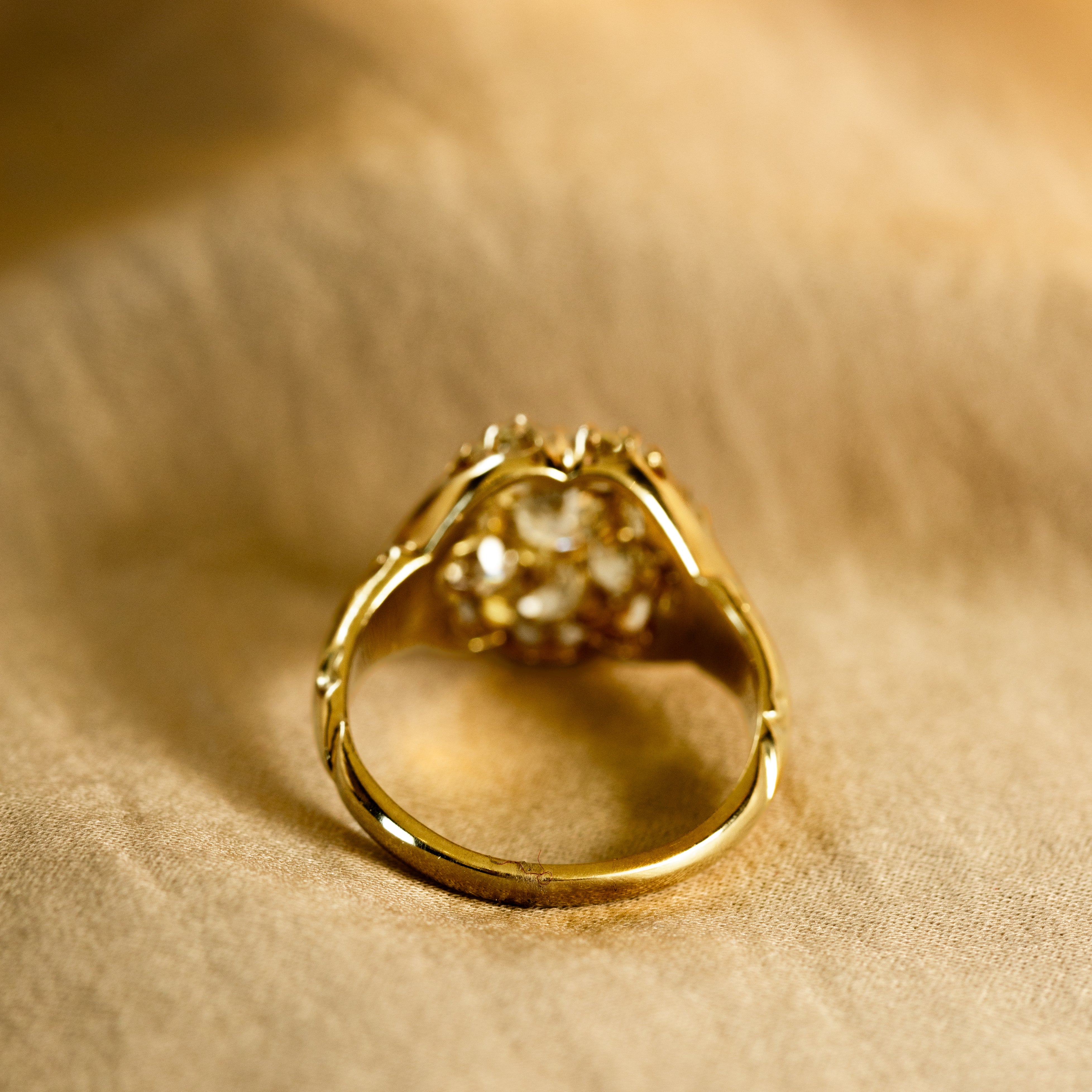 Victorian 18K Gold Old Mine Diamond Cluster Ring - Queen May