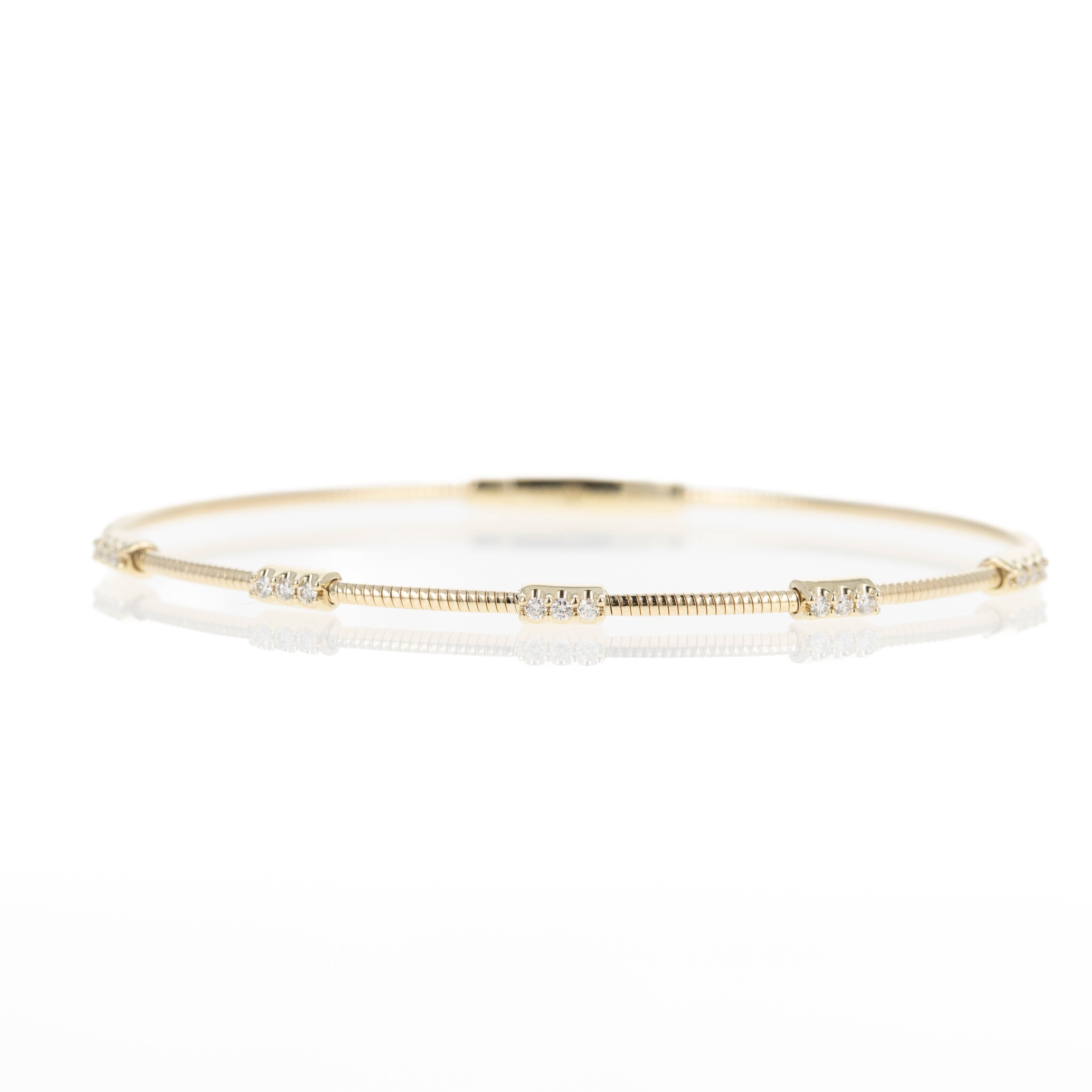 14K Gold 0.20 Carat Diamond Station Flexible Bangle - Queen May