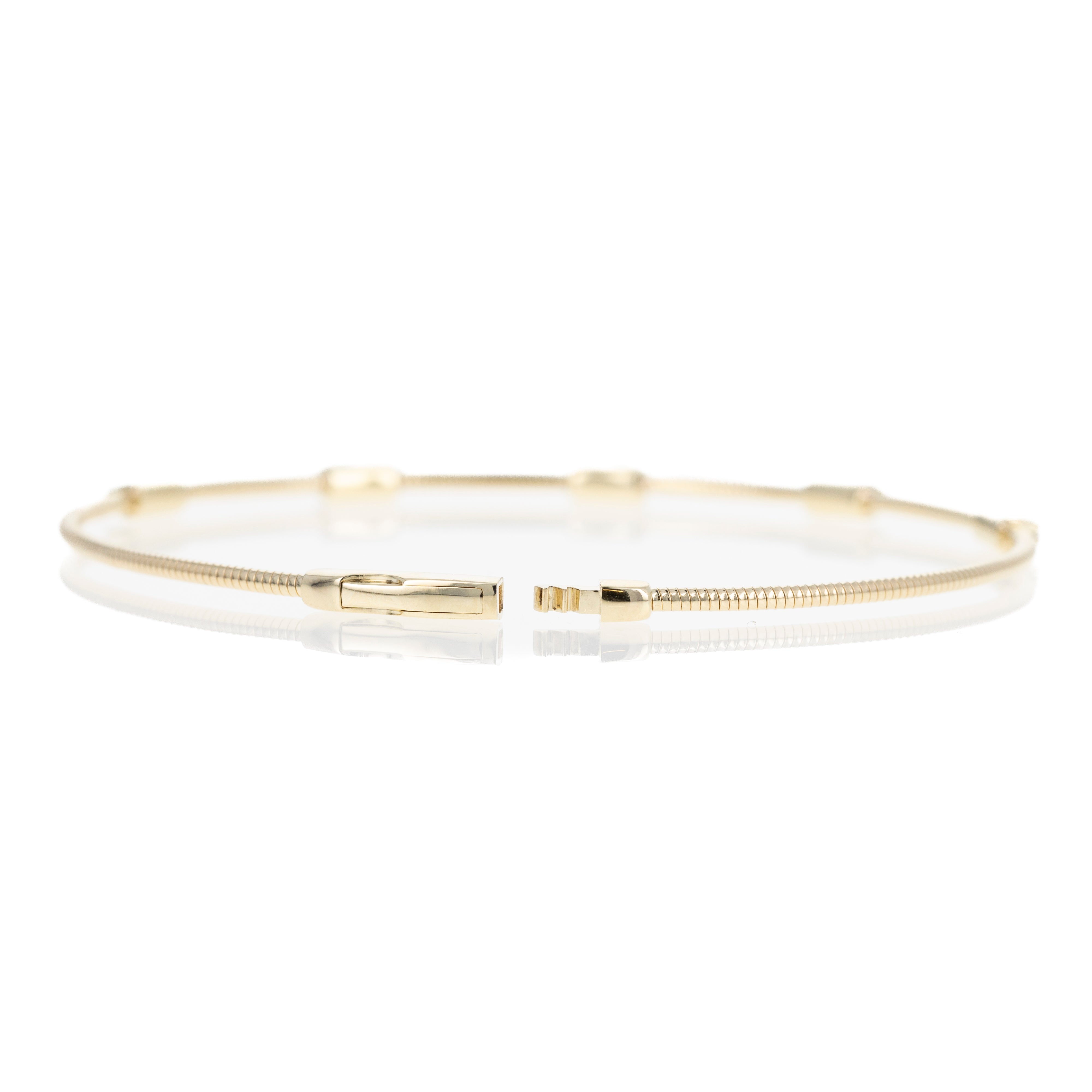 14K Gold 0.20 Carat Diamond Station Flexible Bangle - Queen May
