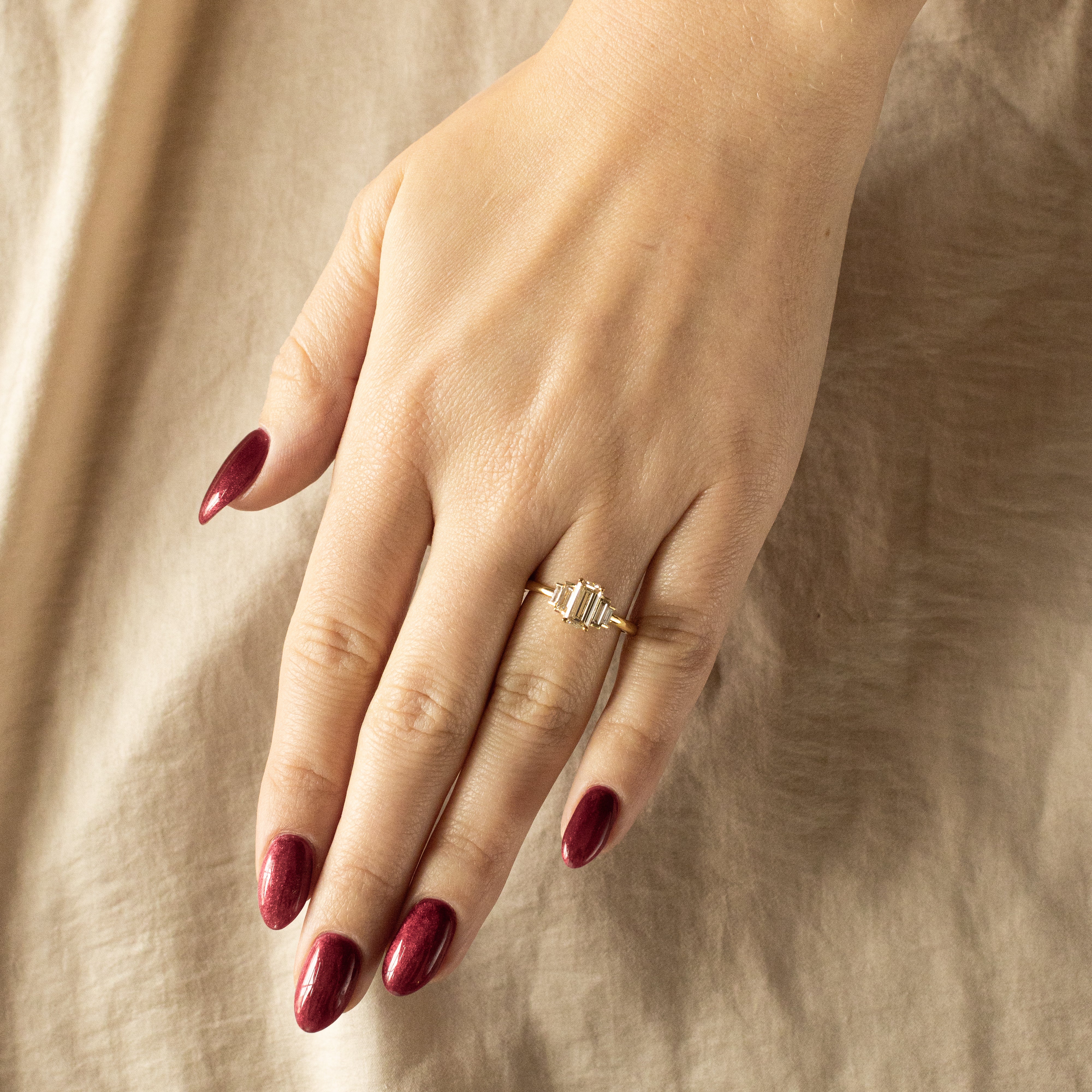 1 Carat Emerald Cut Diamond Engagement Ring - Queen May