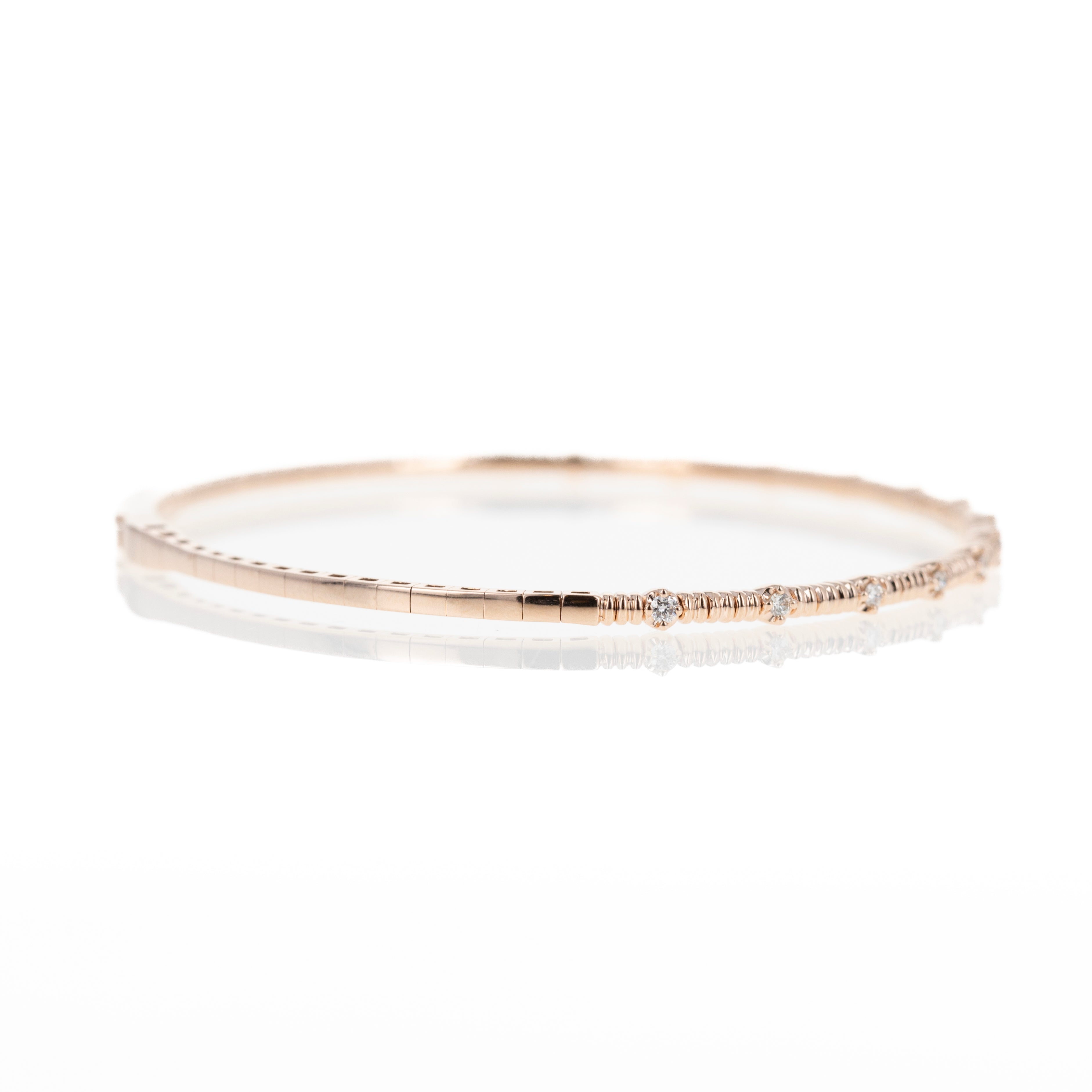 14K Gold 0.20 Carat Diamond Flexible Bangle - Queen May