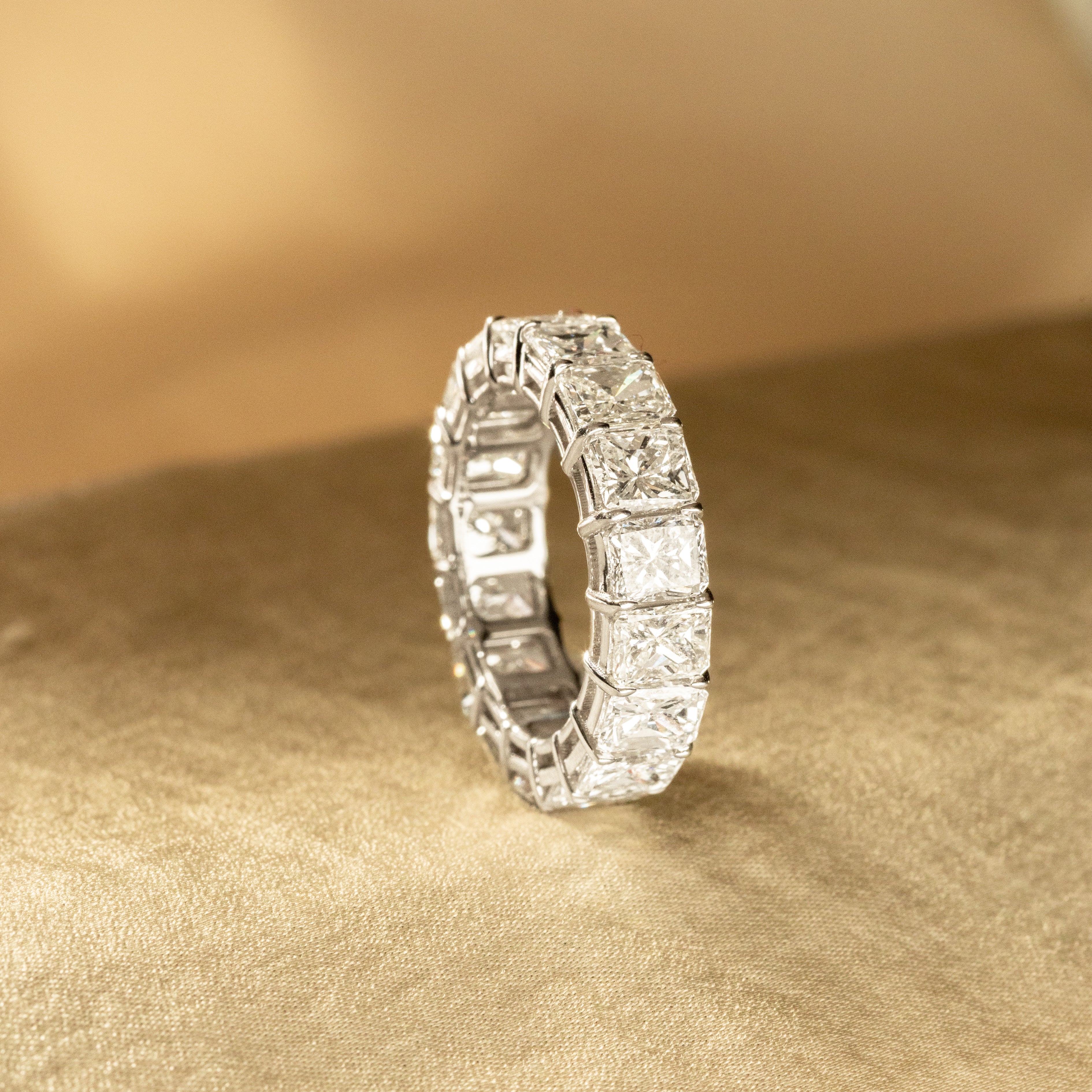 18K Gold 6.99 Carat Radiant Diamond Eternity Band - Queen May