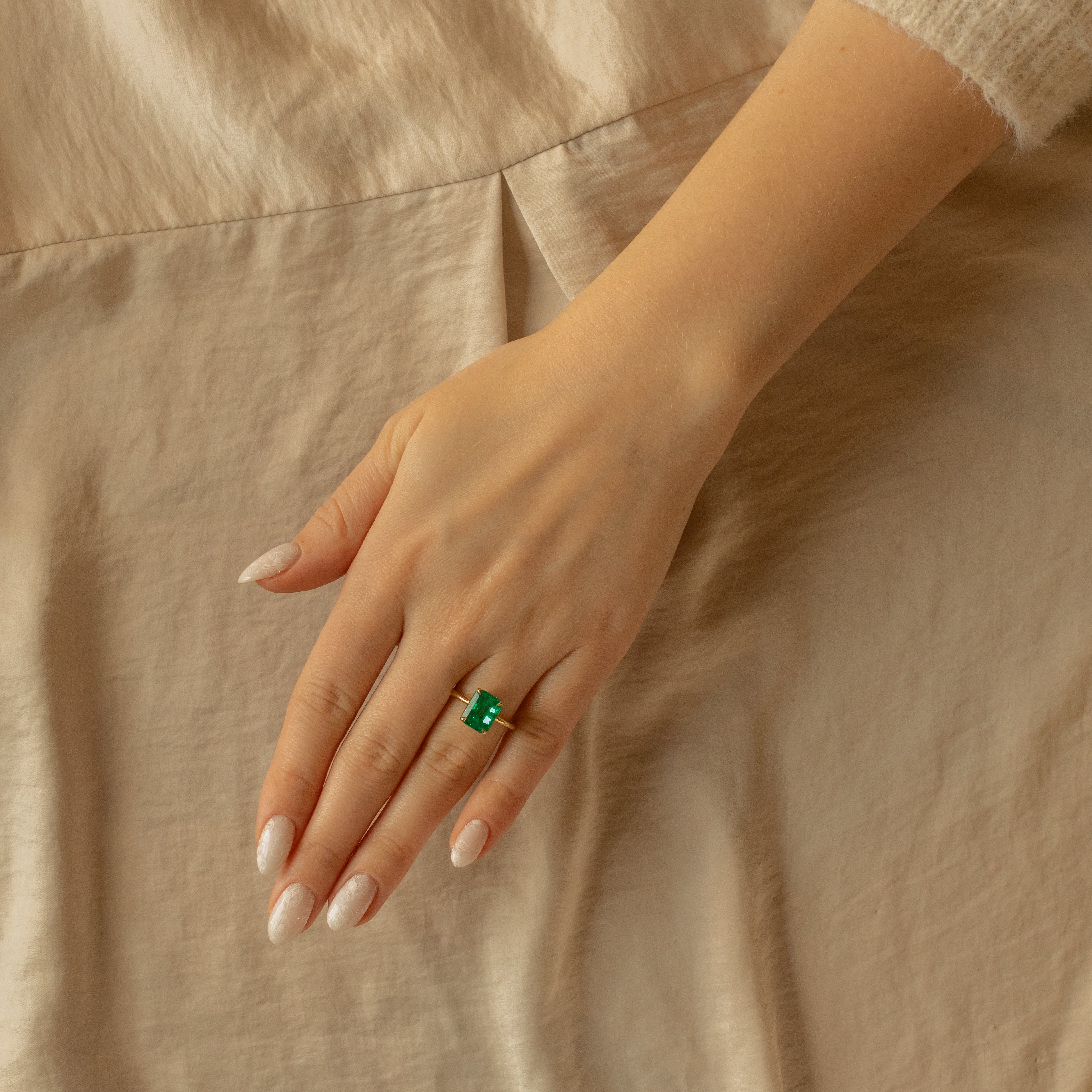 4 Carat Colombian Emerald Solitaire Ring AGL Certified - Queen May