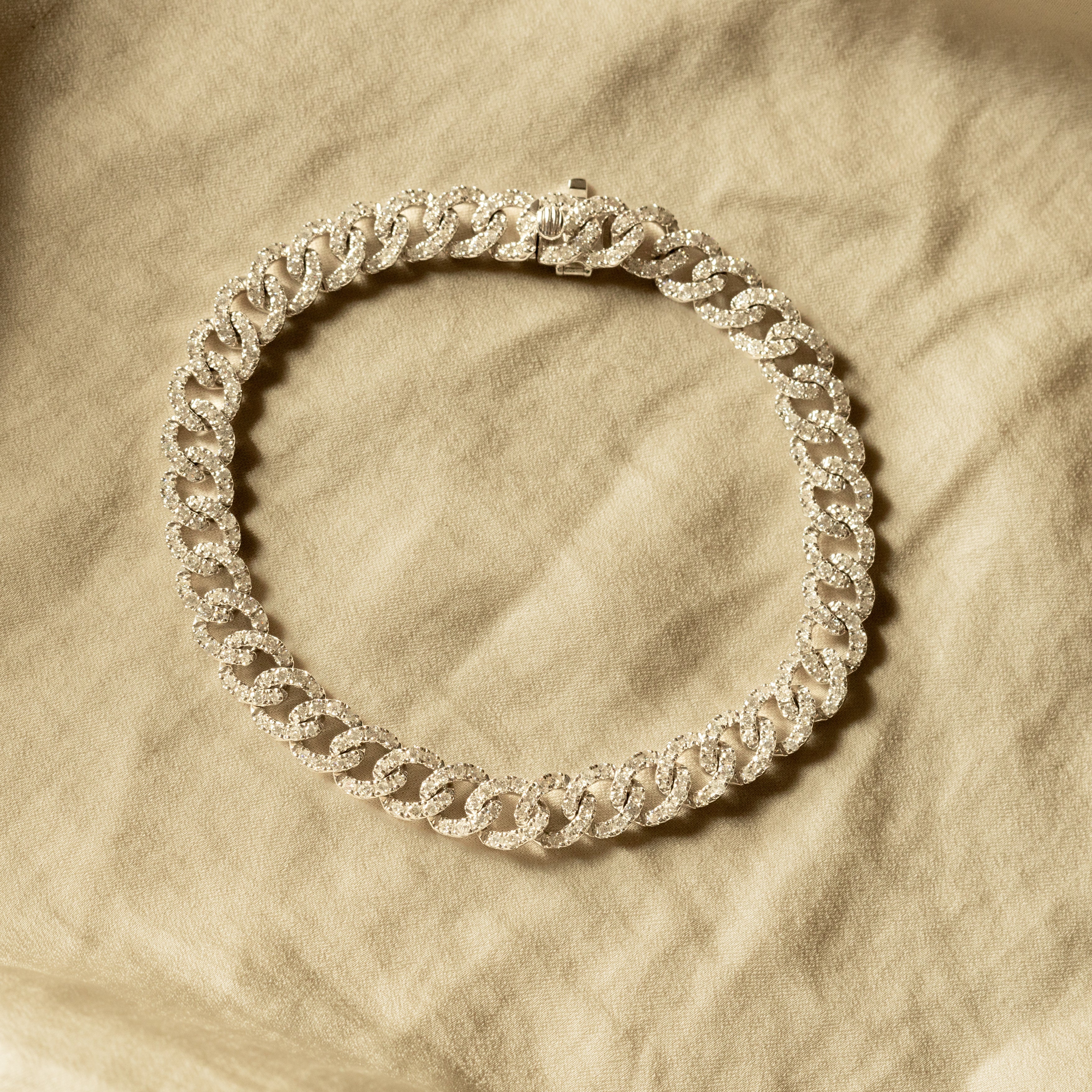18K Gold 3.5 Carat Total Weight Diamond Cuban Link Bracelet - Queen May