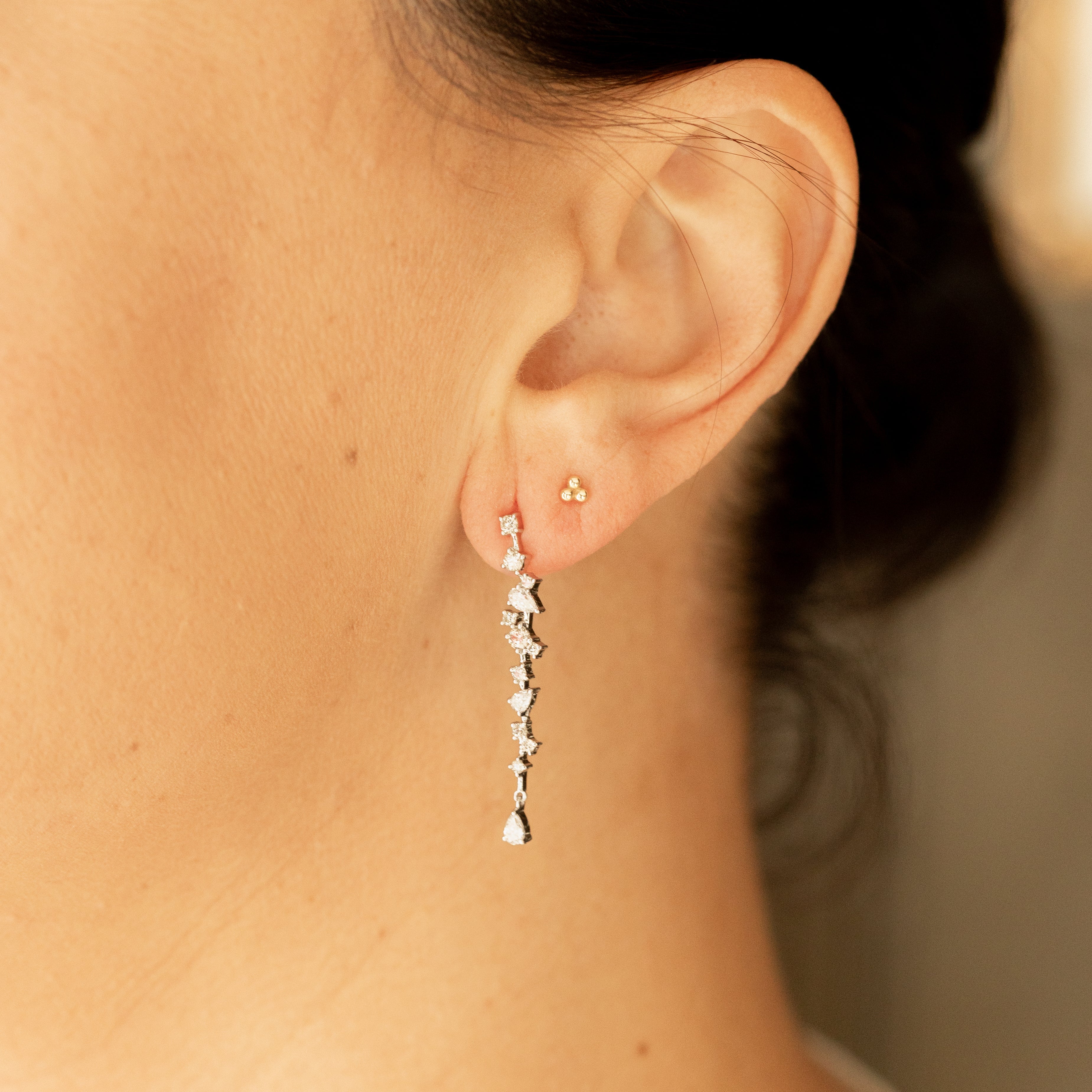 14K Gold Multi-Shape Diamond Drop Earrings - Queen May