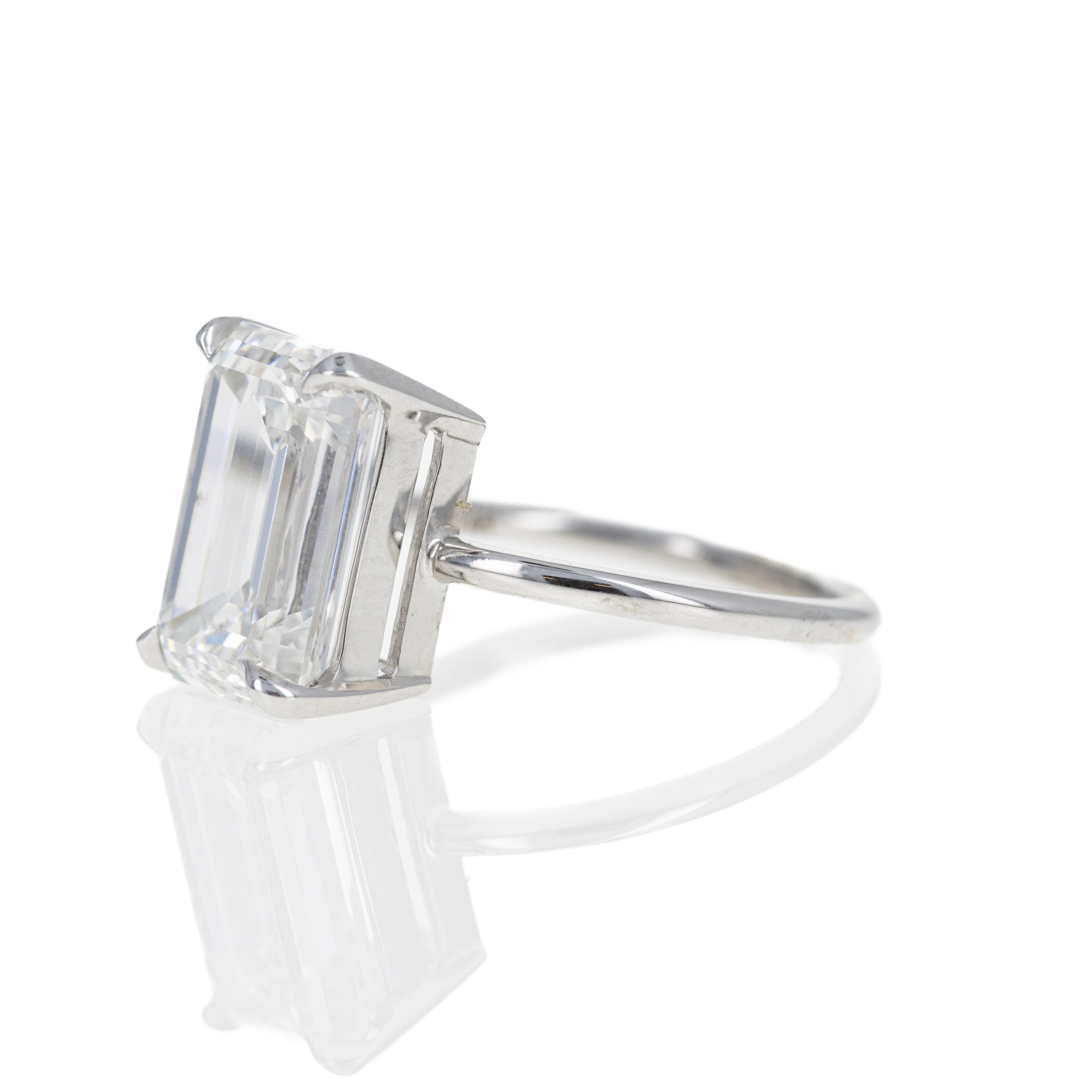 Lab Grown 5.01 Carat Emerald Diamond Engagement Ring - Queen May