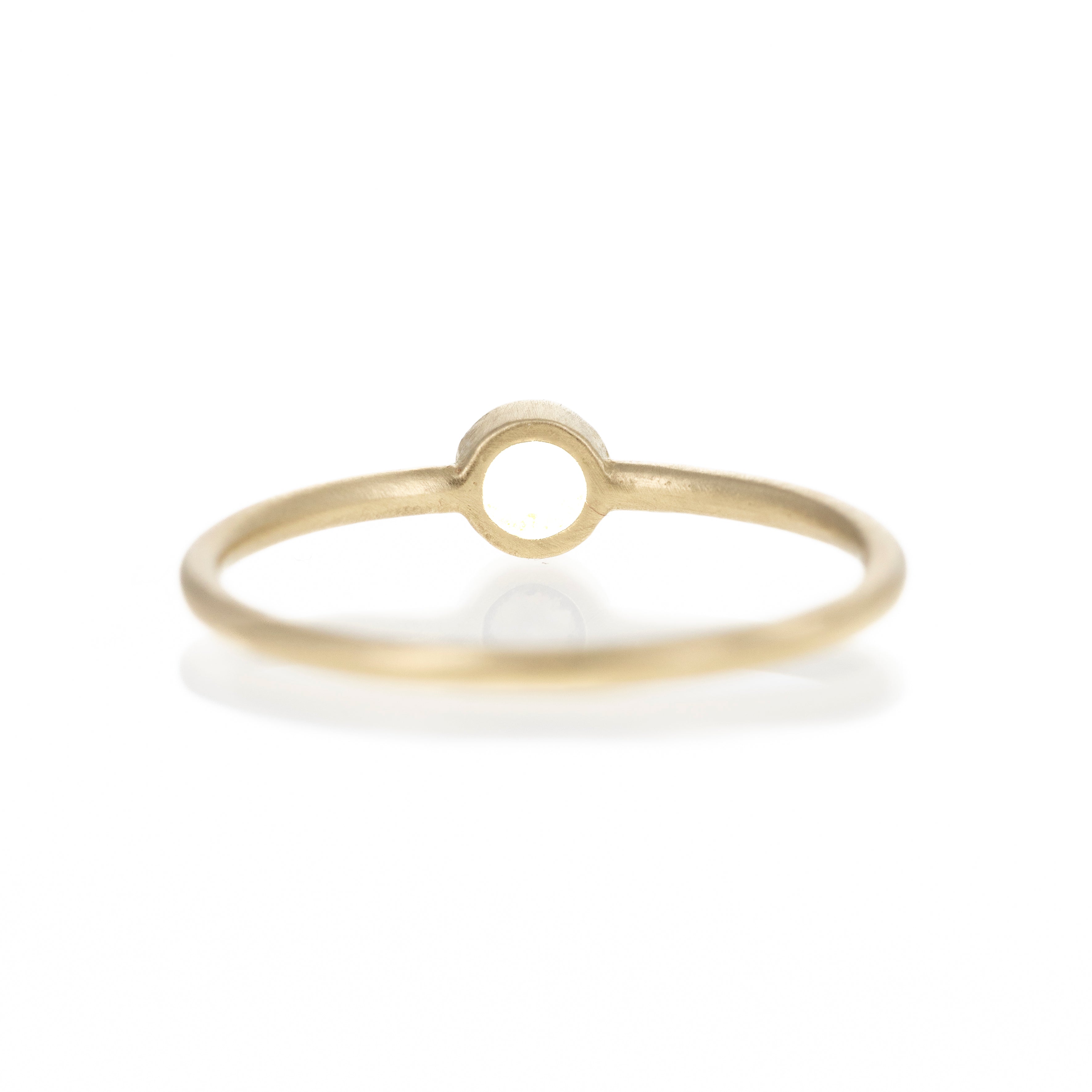 14K Yellow Gold Pearl Bezel Brushed Ring - Queen May