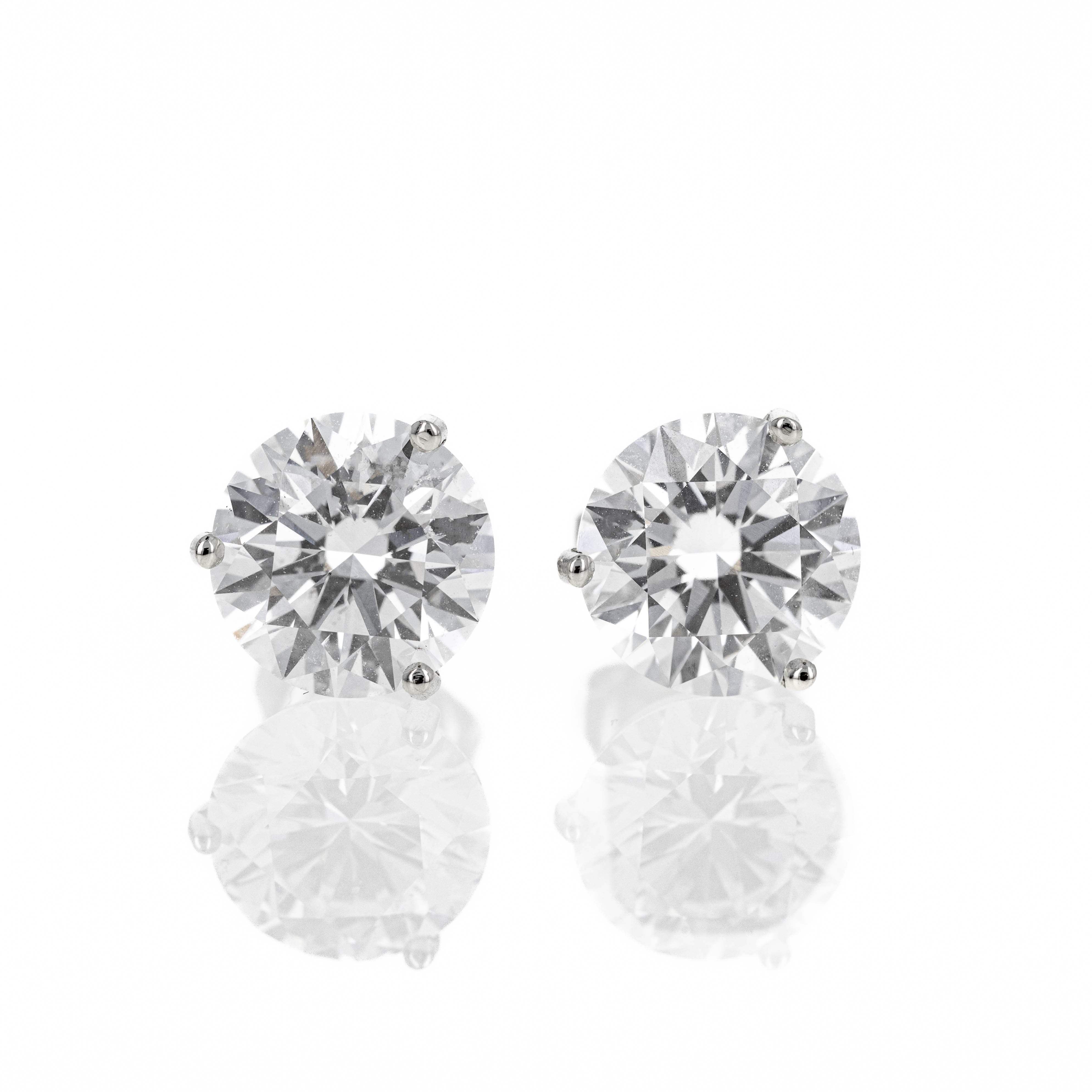14K White Gold 2.13 Carat Lab Grown Diamond 3 Prong Martini Studs IGI Certified - Queen May