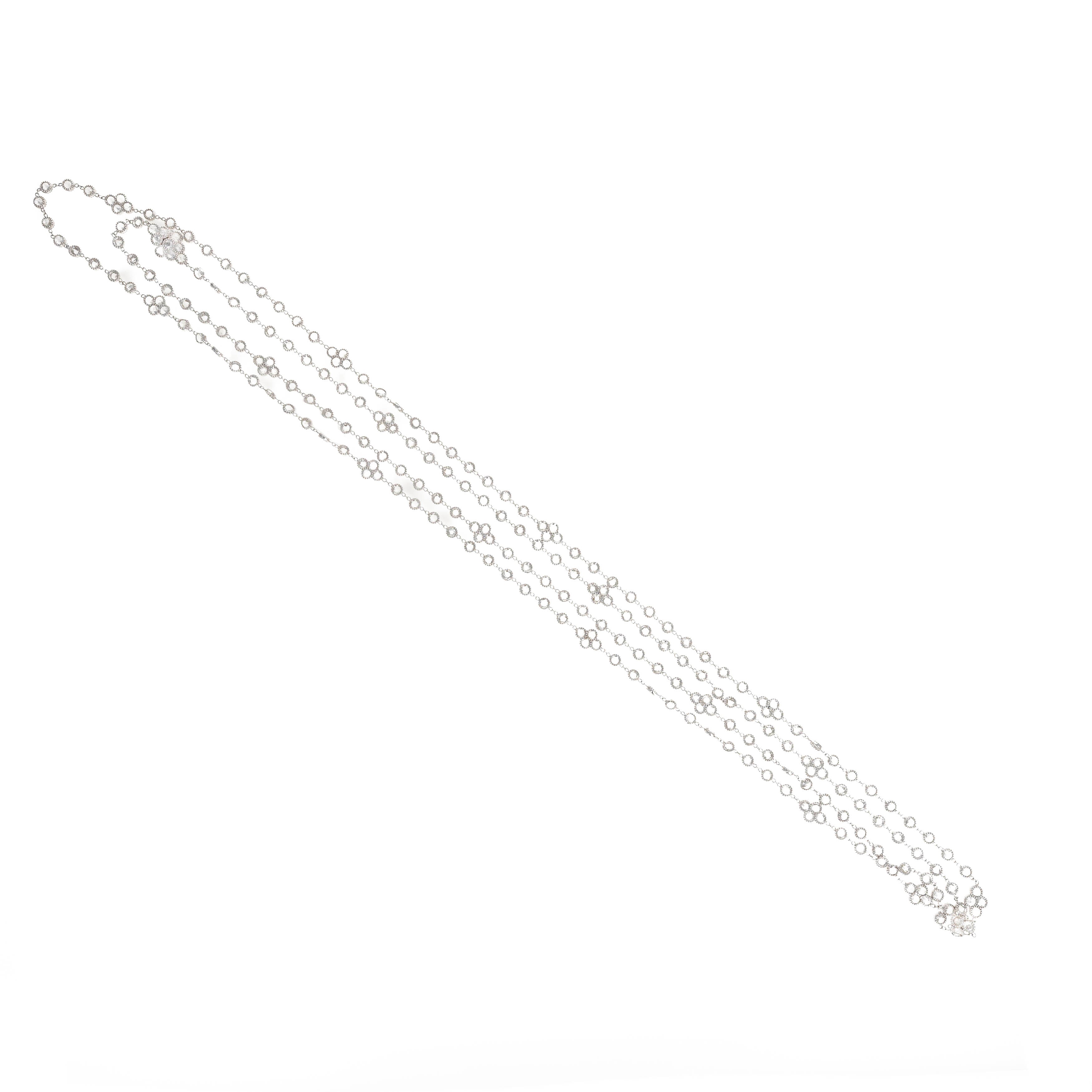Platinum 27.96 Carat Rose Cut Diamond Layering Necklace - Queen May