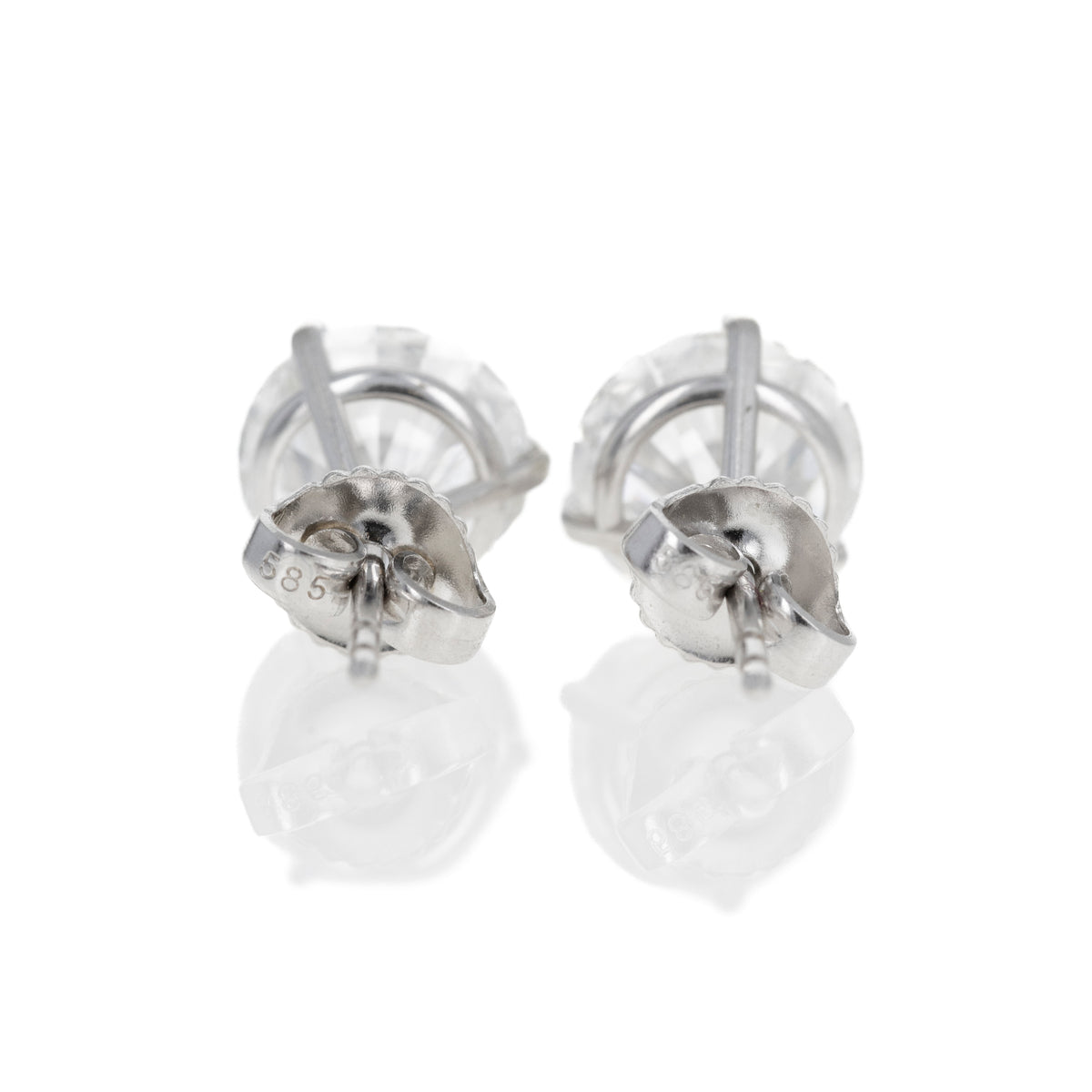 14K White Gold 1.07 CTW Lab Grown Round Diamond 3 Prong Martini Stud Earrings - Queen May