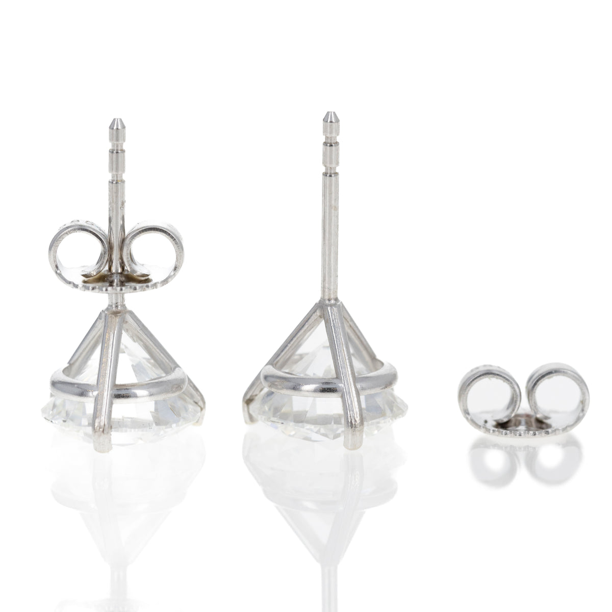14K White Gold 1.07 CTW Lab Grown Round Diamond 3 Prong Martini Stud Earrings - Queen May