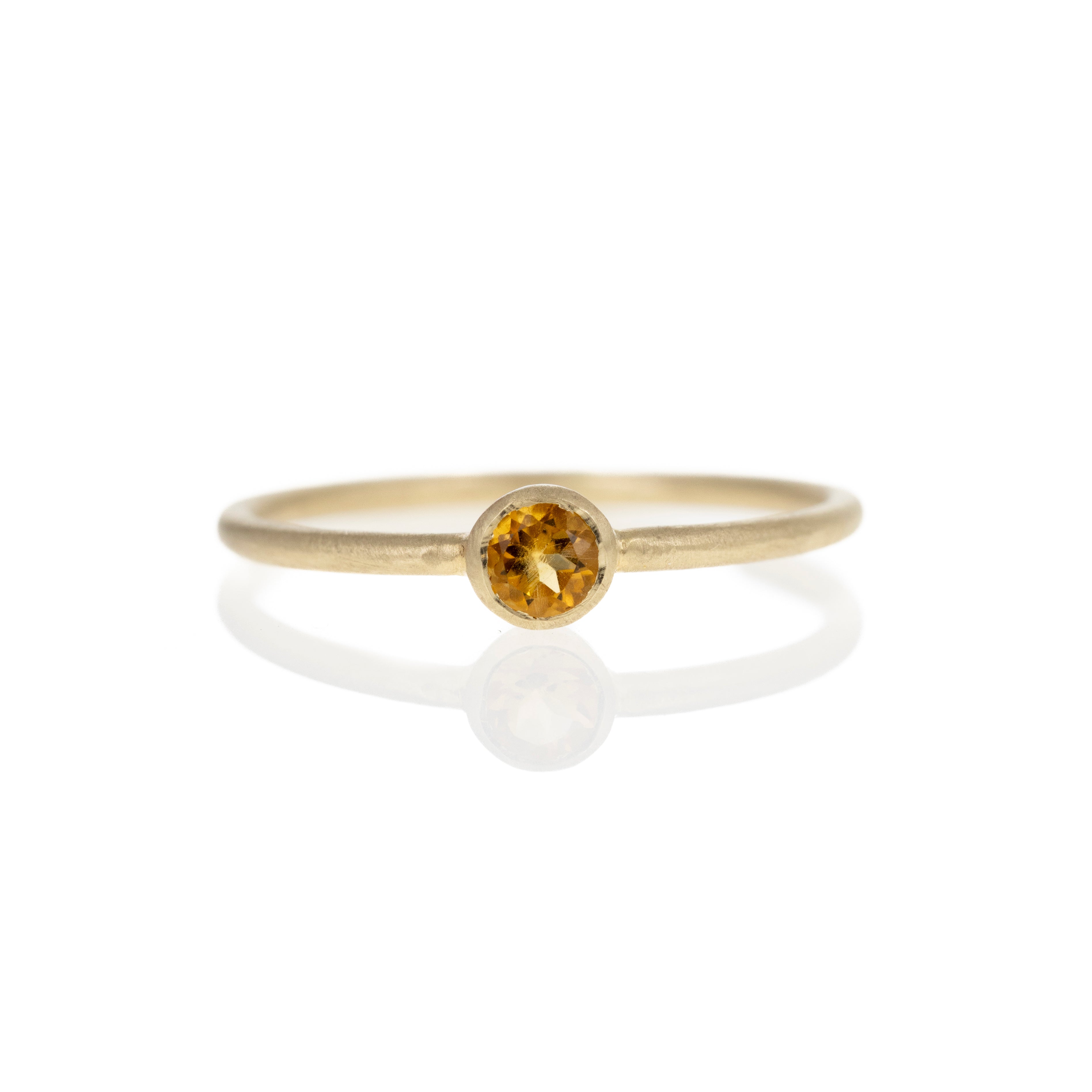 14K Yellow Gold 0.17 Carat Citrine Bezel Brushed Ring - Queen May