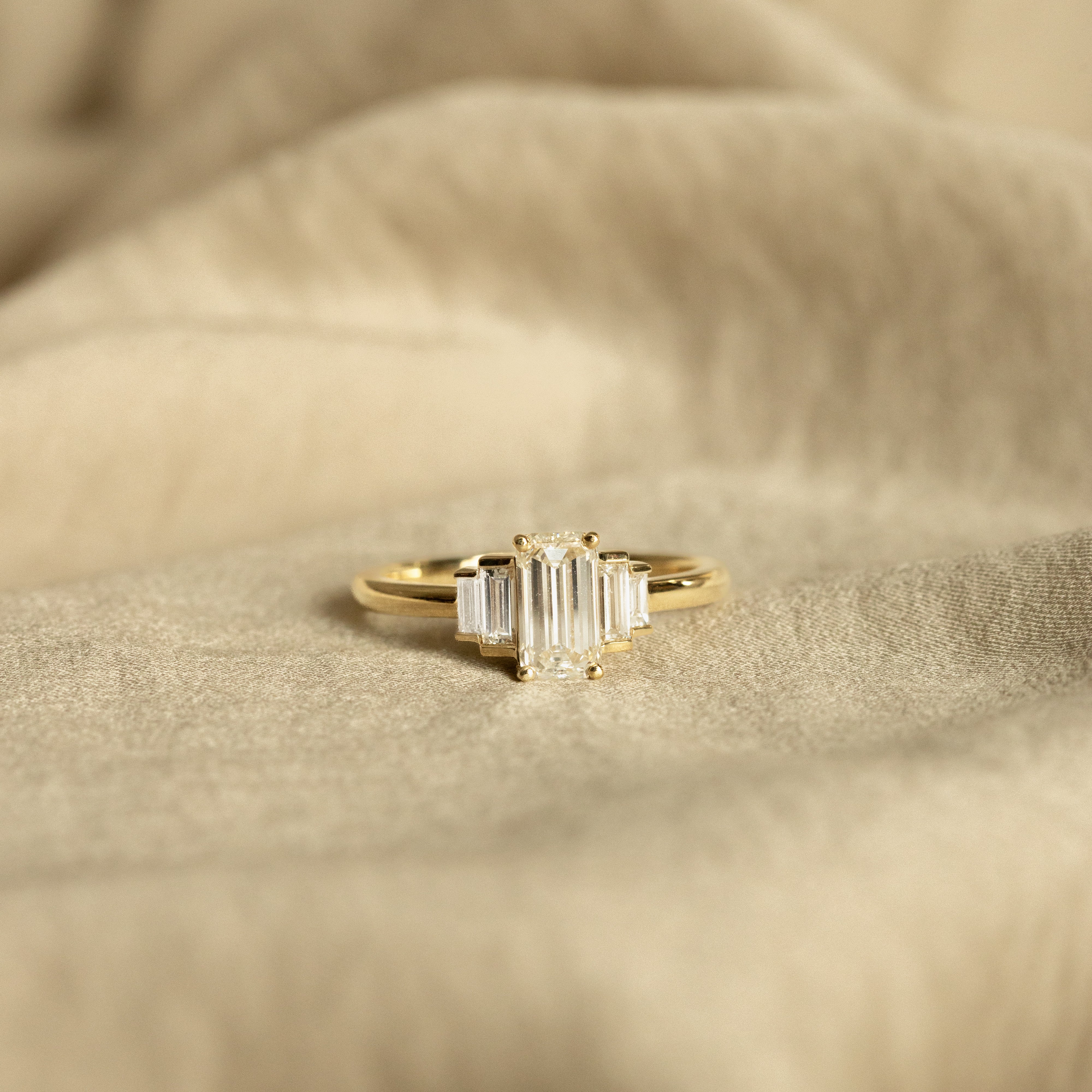 1 Carat Emerald Cut Diamond Engagement Ring - Queen May