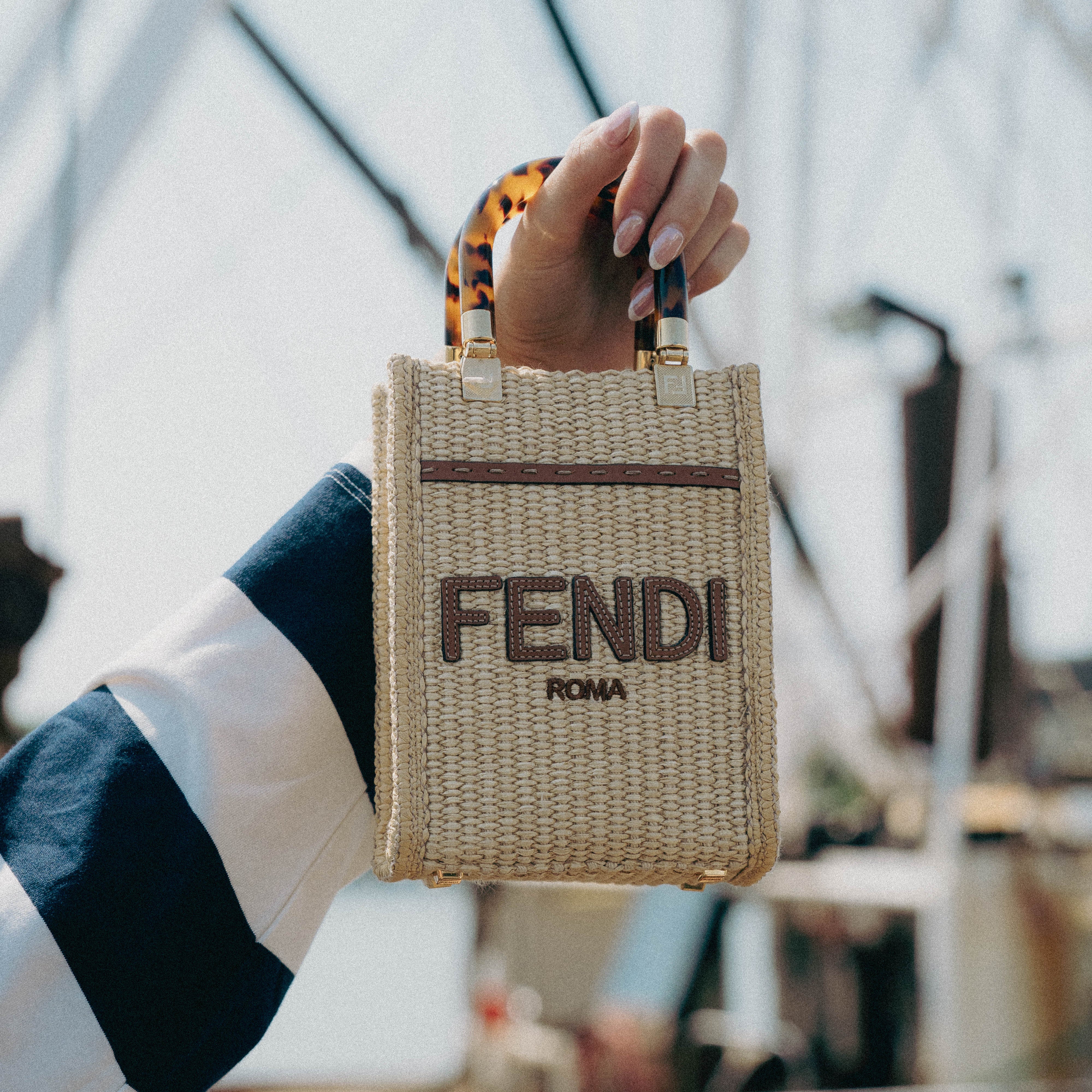 Fendi Sunshine Mini Raffia Tote Bag - Queen May