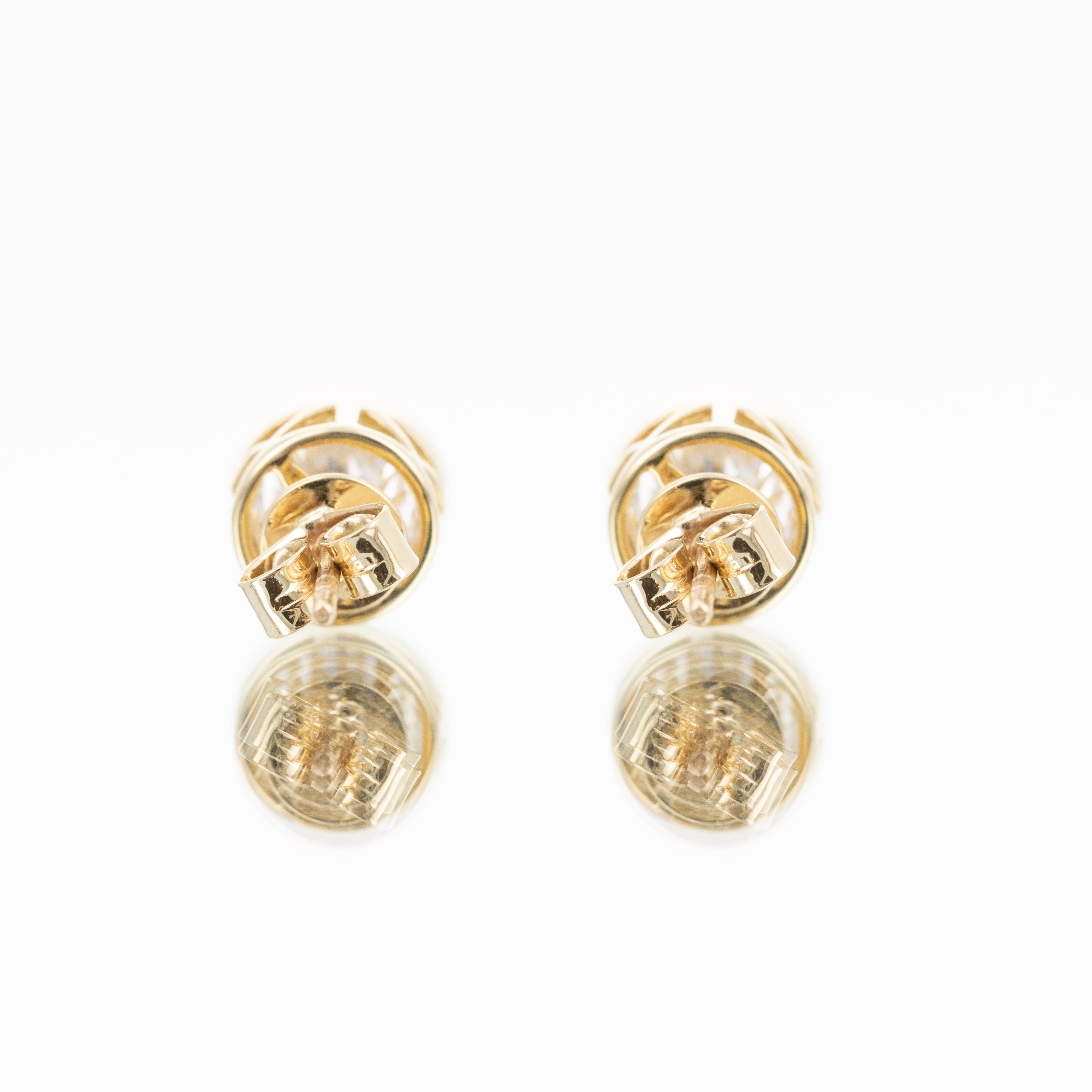 Lab Grown Diamond Round Bezel Stud Earrings - Queen May