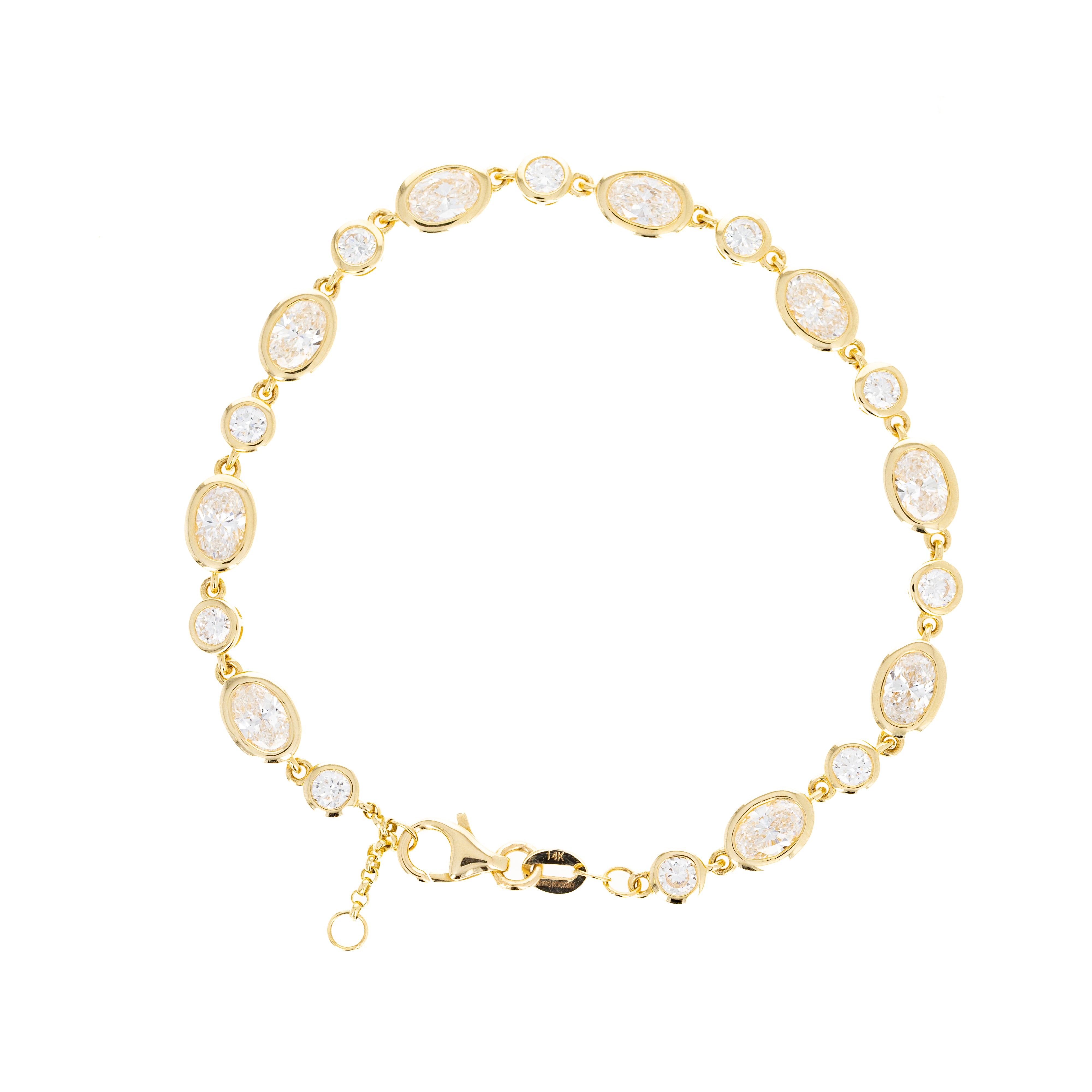 Lab Grown 4.6 Carat Diamond Oval Round Bezel Bracelet - Queen May