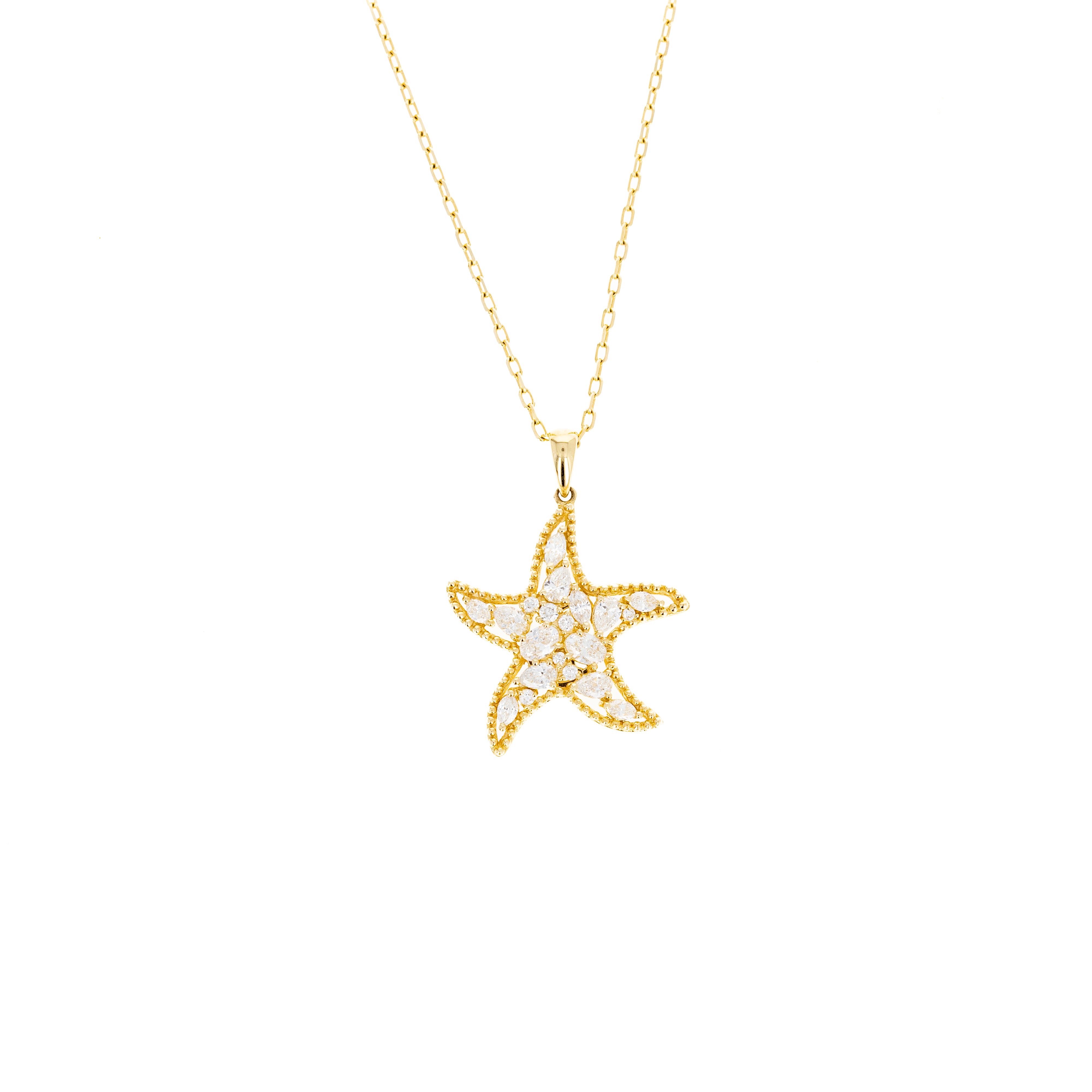 Lab Grown Diamond Pear Starfish Pendant Necklace - Queen May