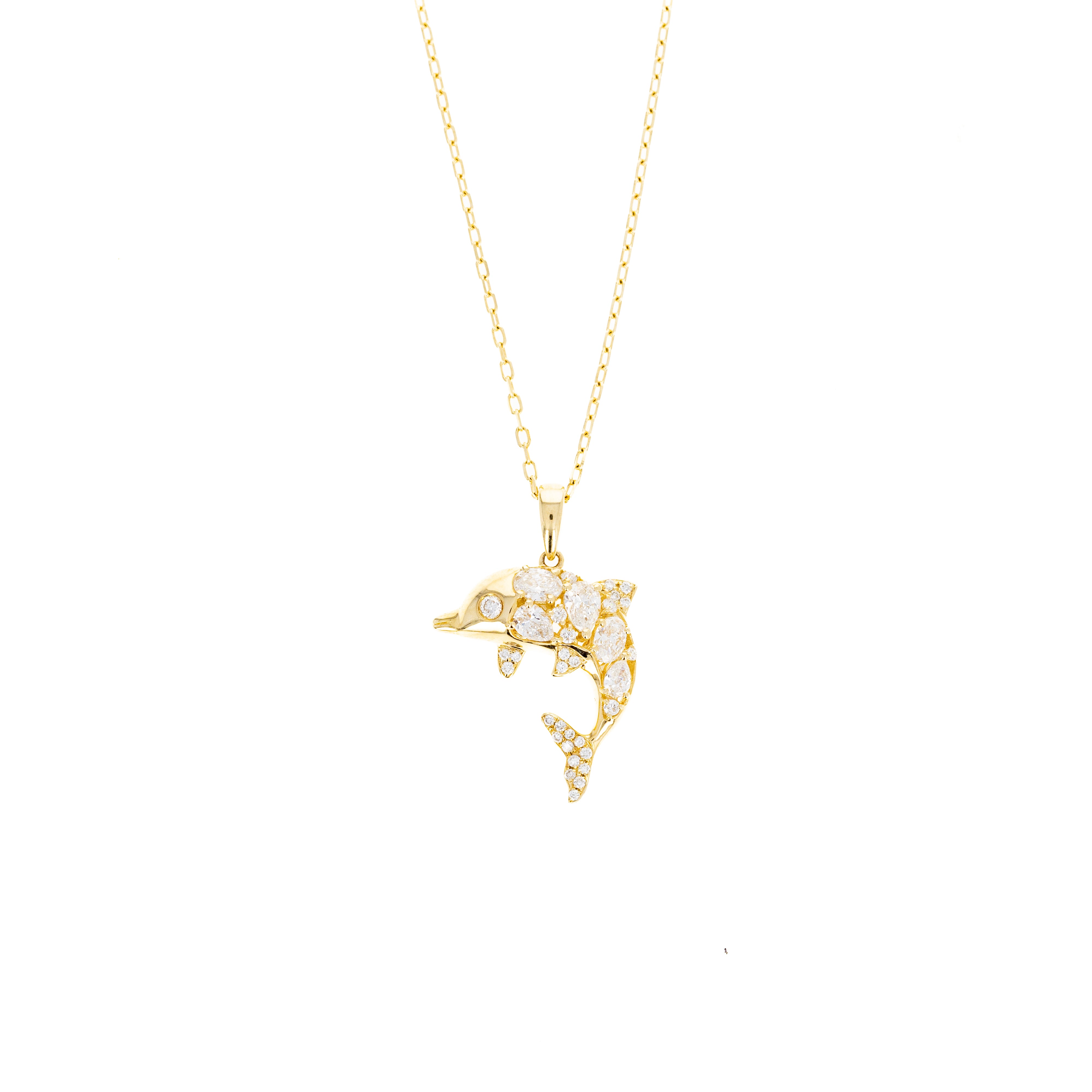 Lab Grown Diamond Pear Dolphin Pendant Necklace - Queen May