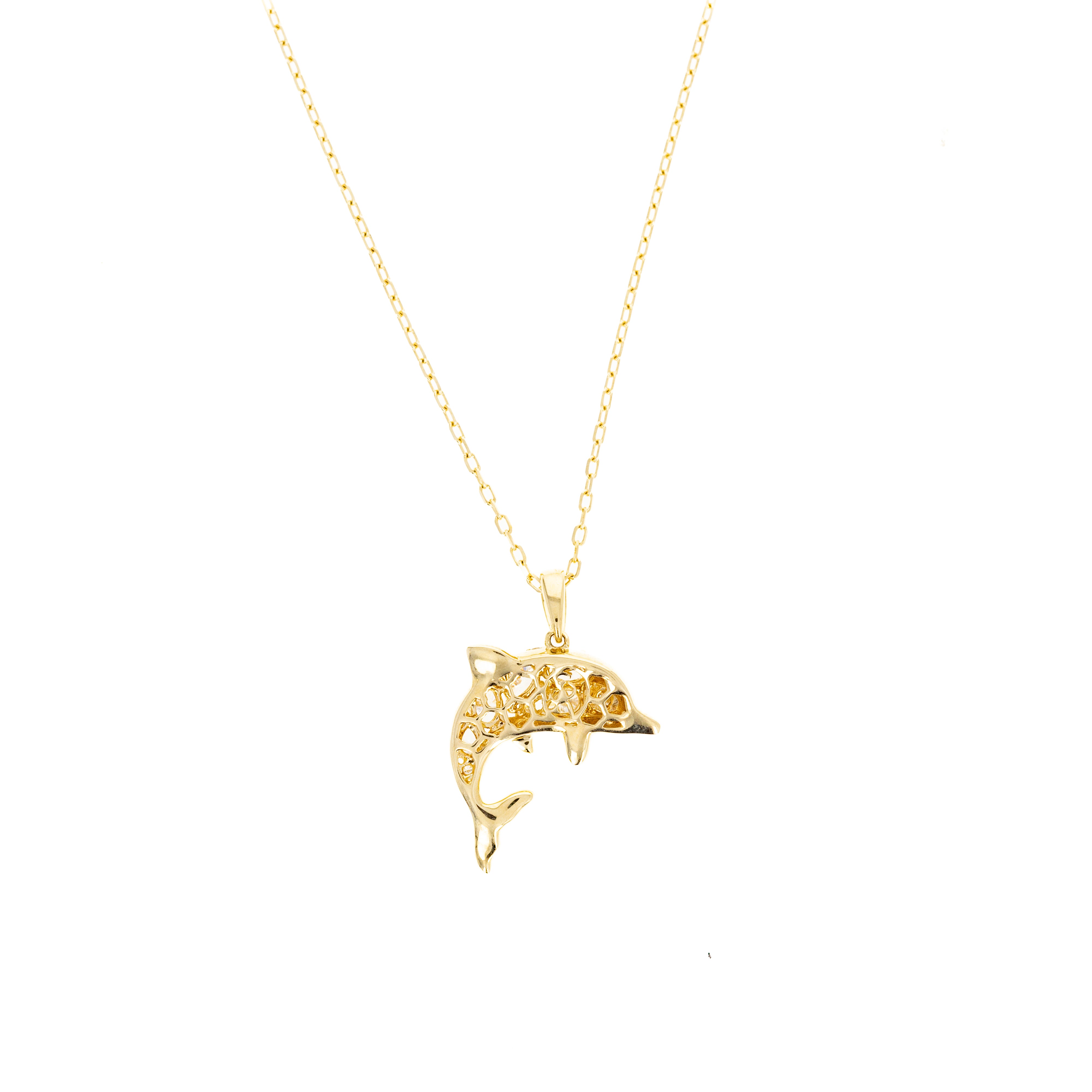 Lab Grown Diamond Pear Dolphin Pendant Necklace - Queen May