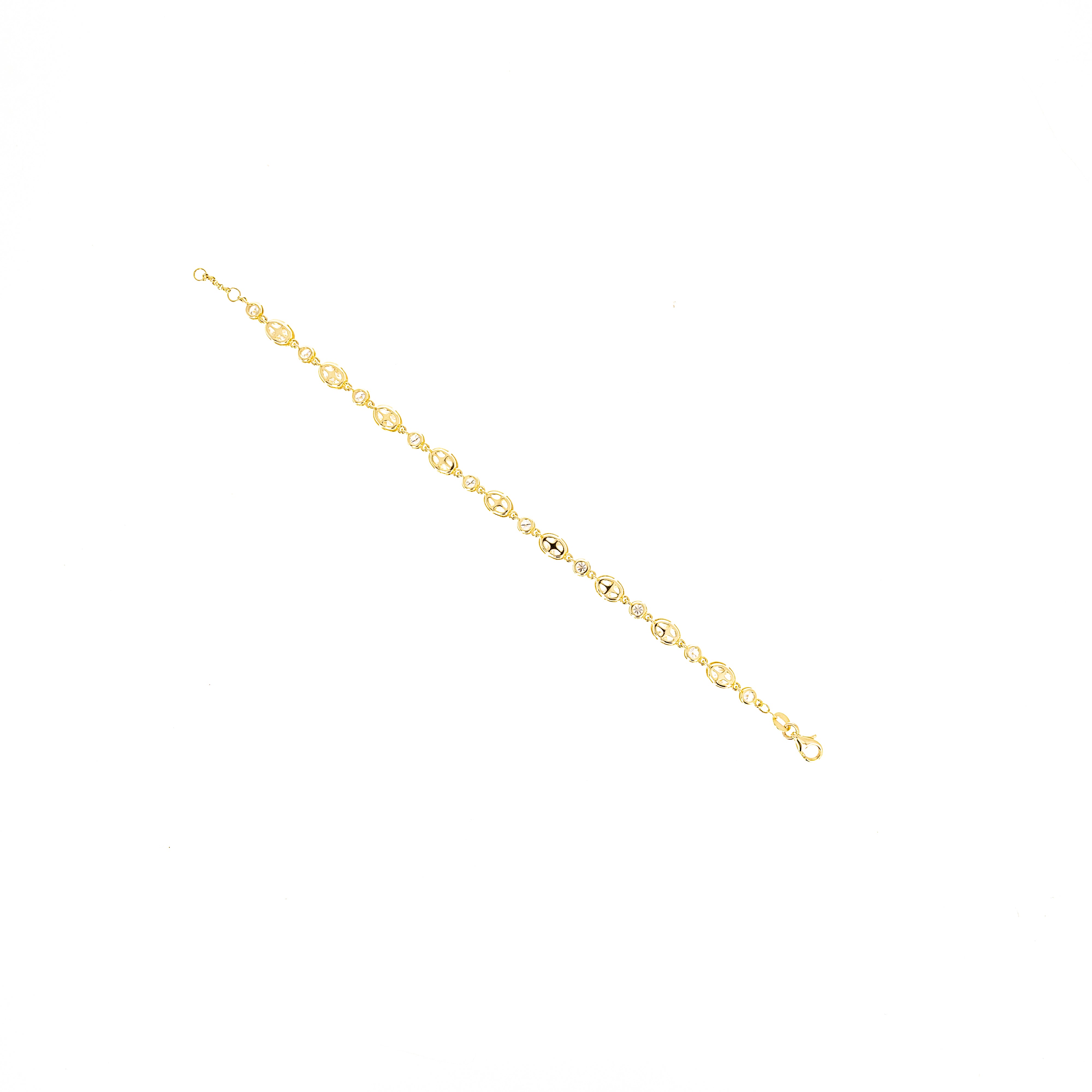 Lab Grown 4.6 Carat Diamond Oval Round Bezel Bracelet - Queen May