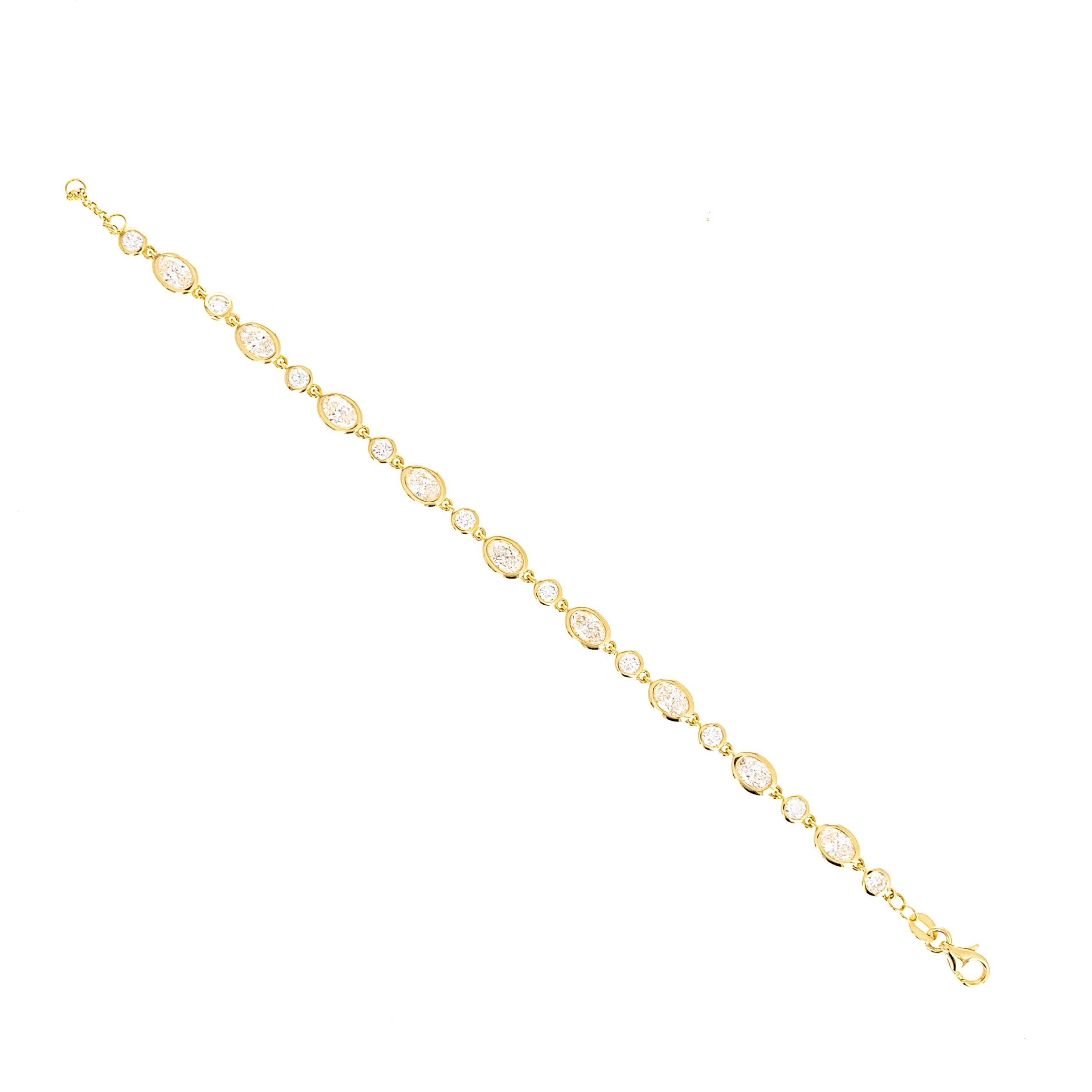 Lab Grown 4.6 Carat Diamond Oval Round Bezel Bracelet - Queen May