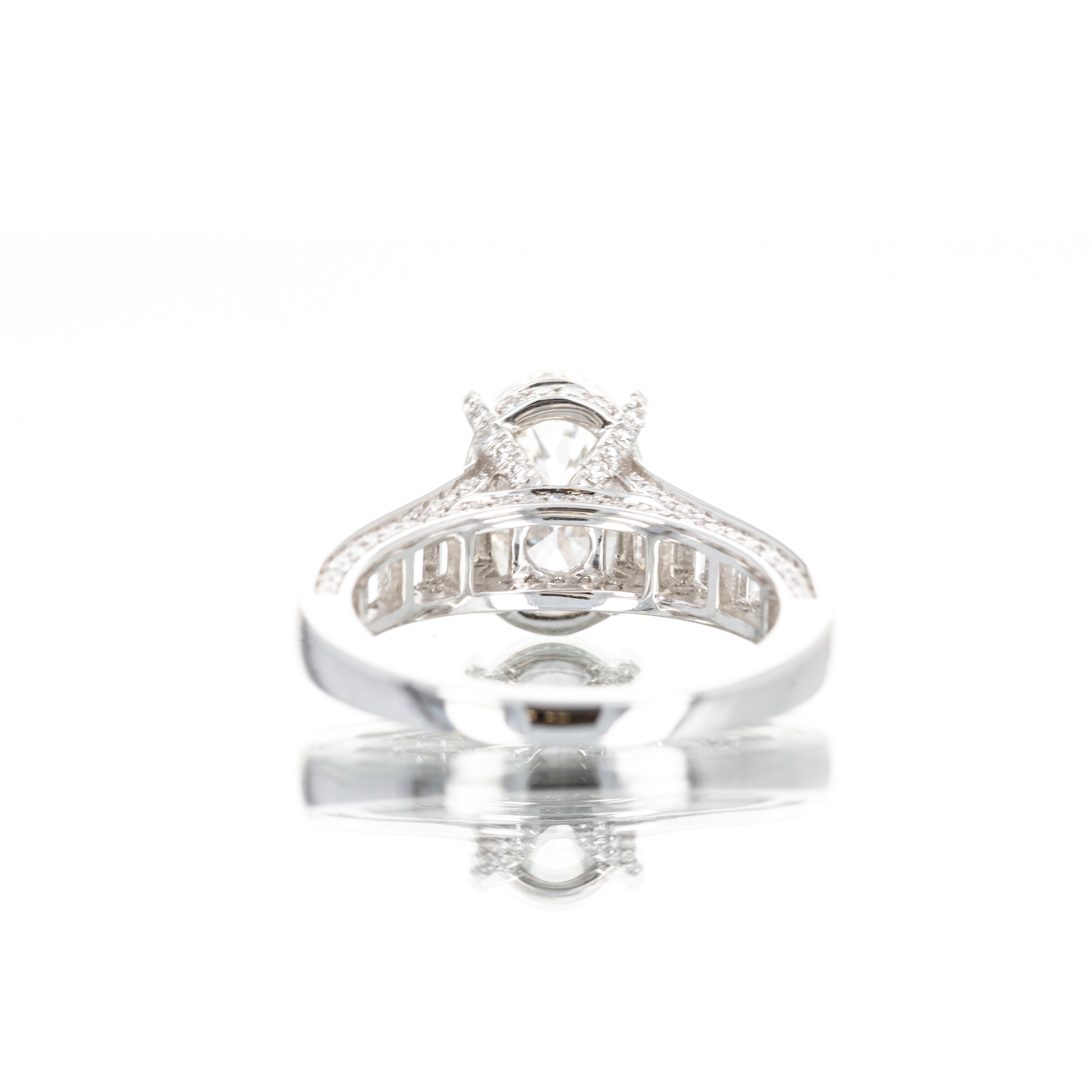 Lab Grown 3 Carat Oval Diamond Baguette Engagement Ring - Queen May
