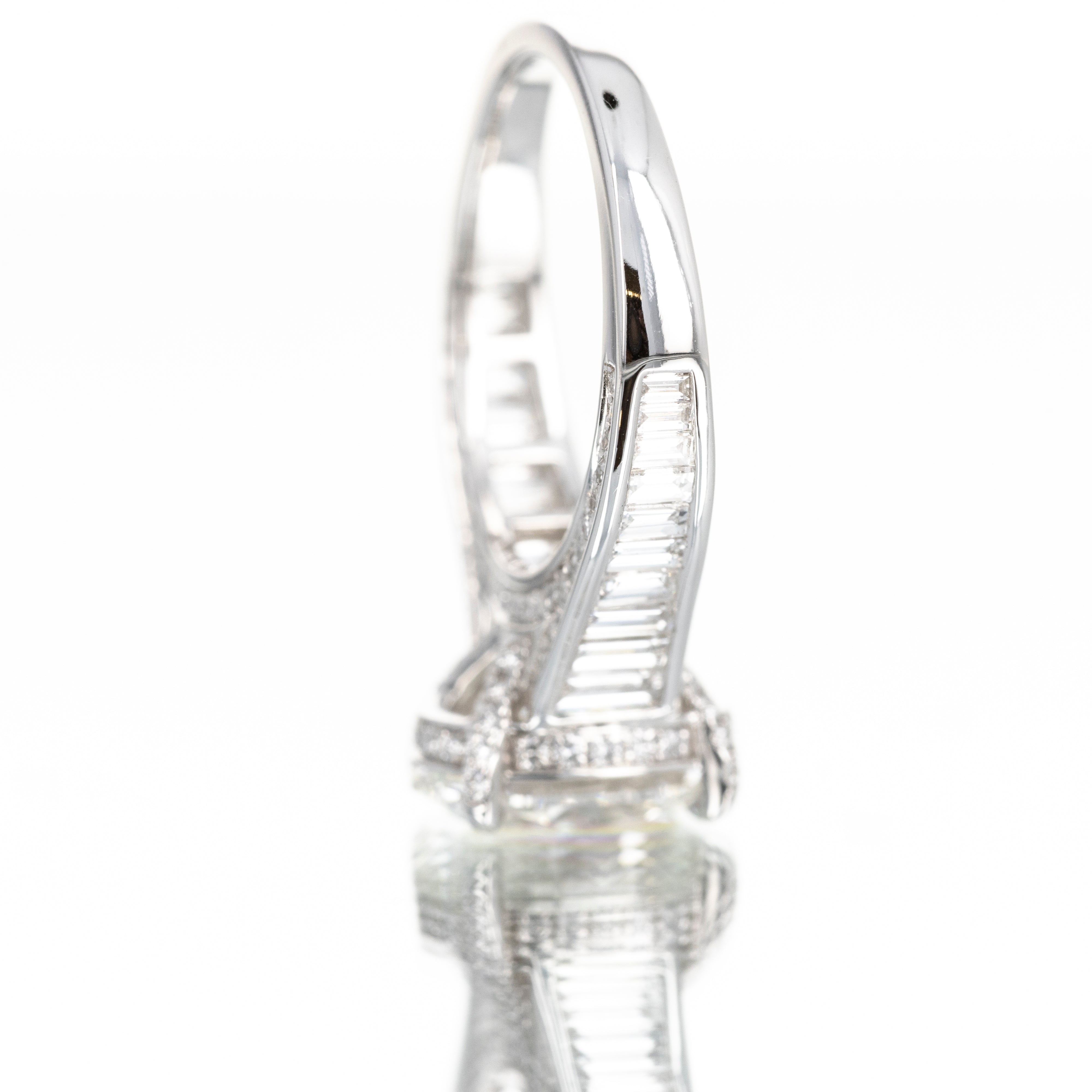 Lab Grown 3 Carat Oval Diamond Baguette Engagement Ring - Queen May