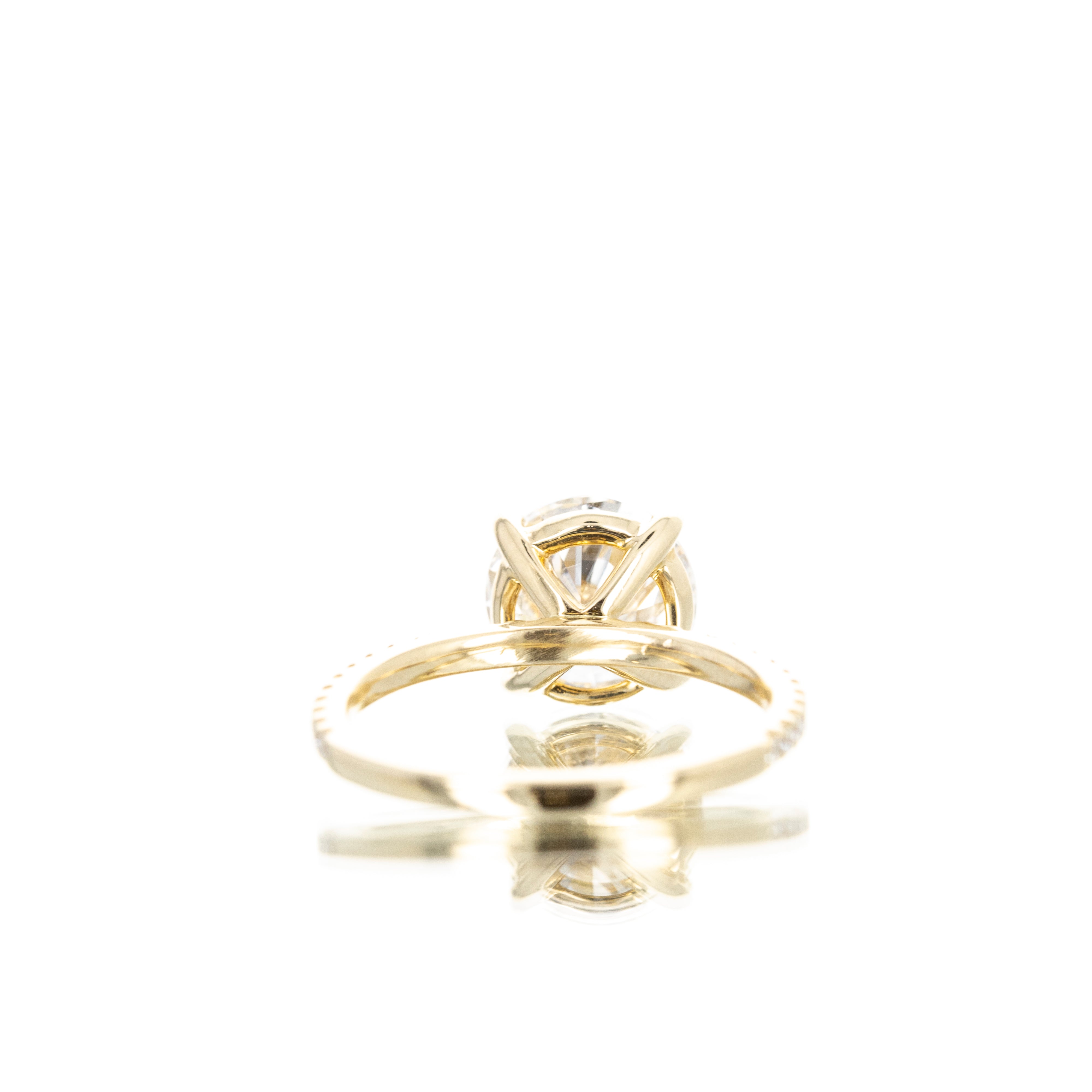 Lab Grown 3 Carat Round Diamond Accented Engagement Ring - Queen May