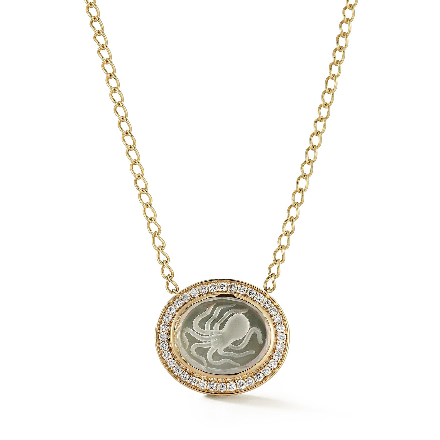 Renna Pavé Octopus Caspian Necklace - Grey Mother-of-Pearl