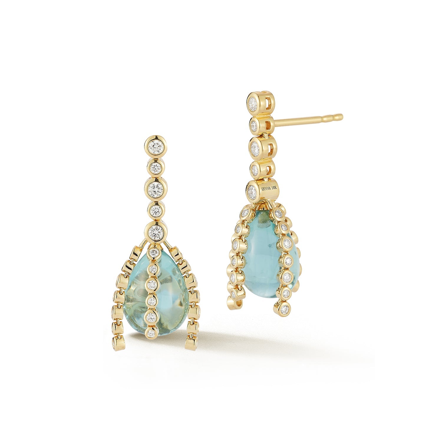 Renna Storm Drop Earrings - Small Aquamarine - Queen May