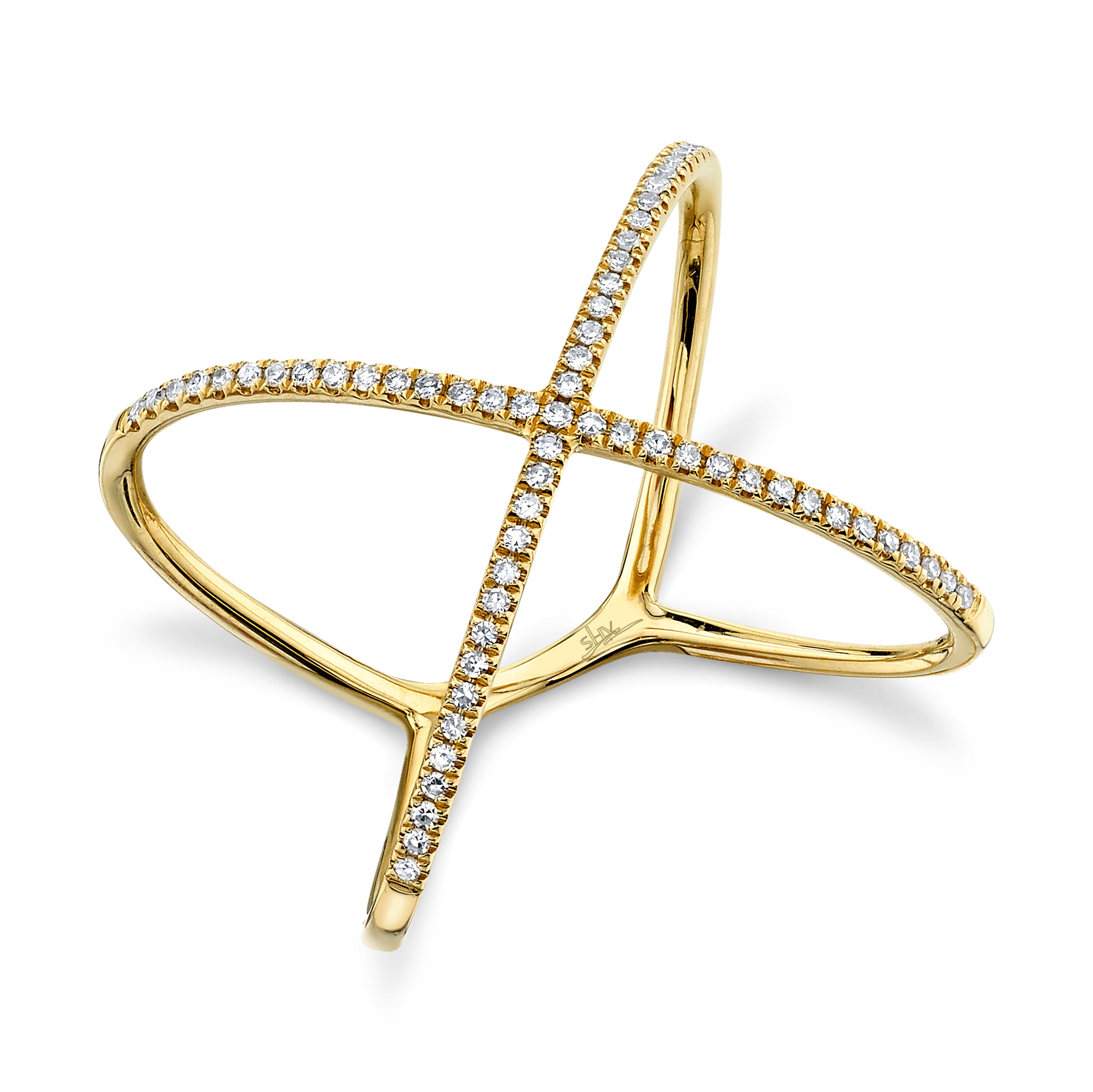 14K White, Yellow or Rose Gold Diamond X Ring - Queen May