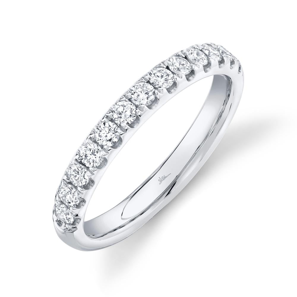14K Gold 0.55 Carat Round Diamond Halfway Wedding Band - Queen May