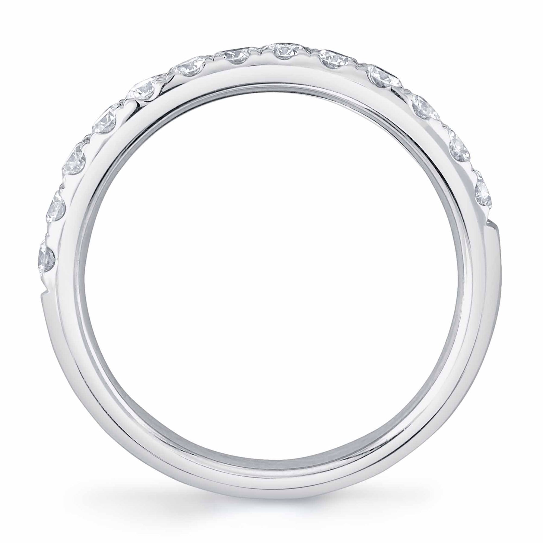 14K Gold 0.55 Carat Round Diamond Halfway Wedding Band - Queen May