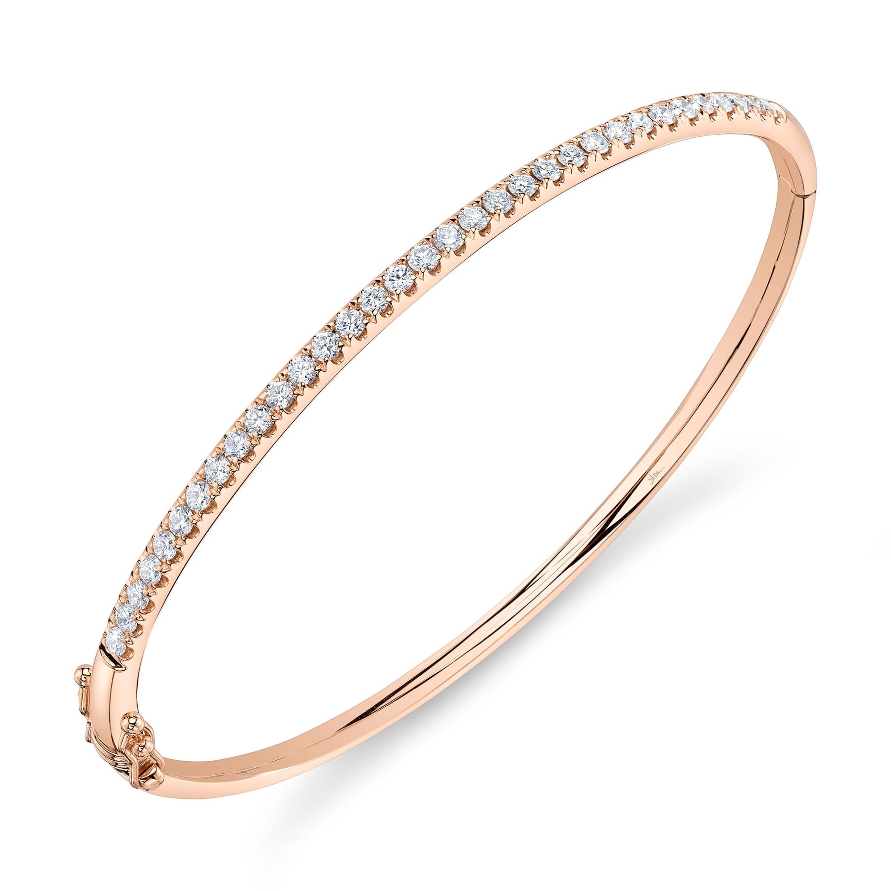 14K Rose Gold 0.88 Carat Round Diamond Bangle - Queen May