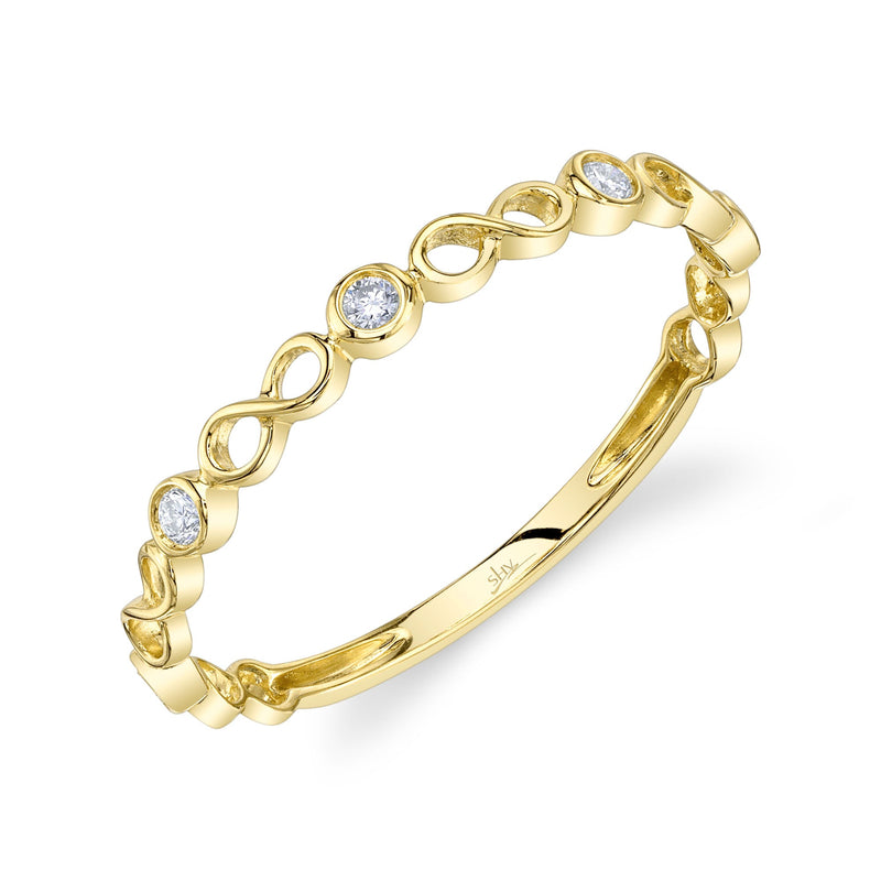 14K Yellow Gold 0.08 Carat Diamond Bezel Infinity Stackable Band - Queen May