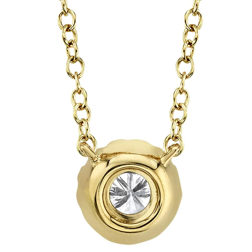 14K Gold 0.14 Carat Round Diamond Halo Pendant Necklace - Queen May