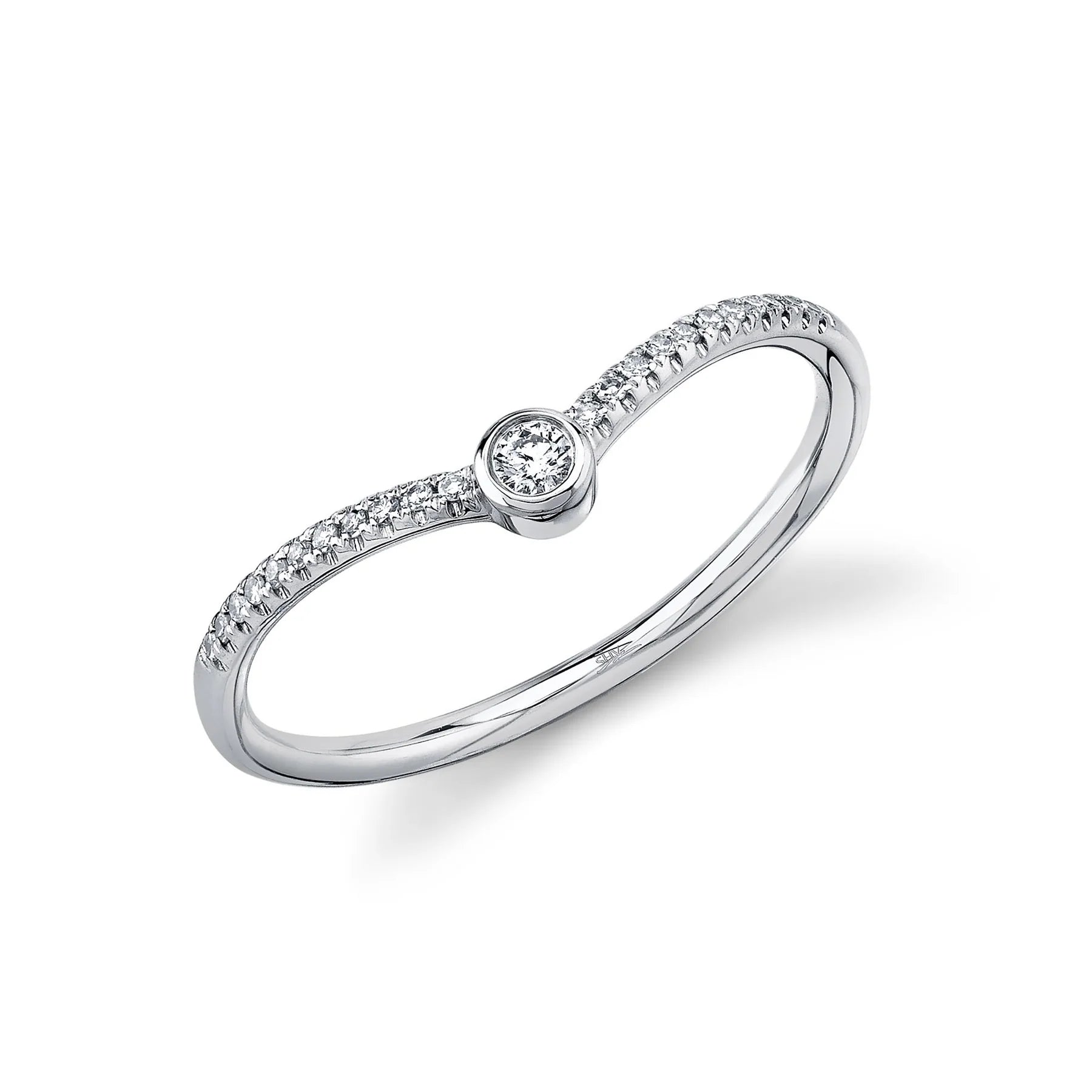 14K Gold 0.09 Carat Total Weight Diamond Contour Band - Queen May