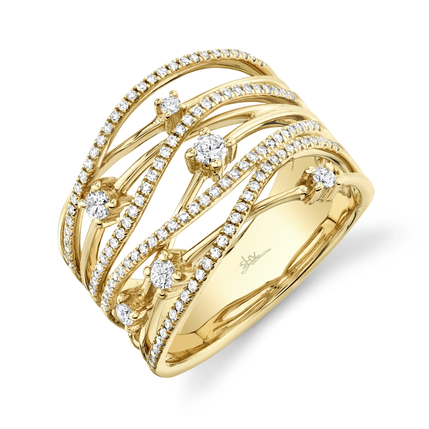 14K Yellow Gold 0.49 Carat Diamond Bridge Ring - Queen May
