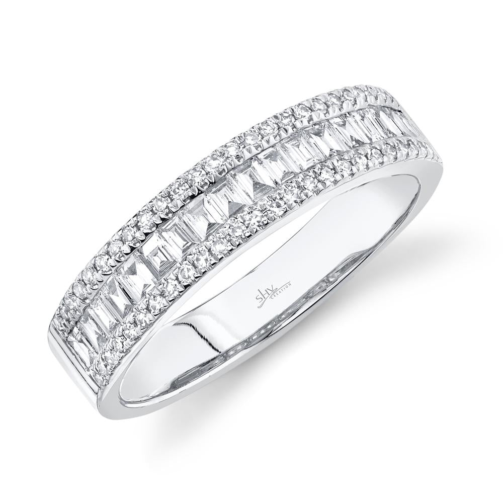 14K Gold 0.55 Carat Baguette Diamond Wedding Band - Queen May