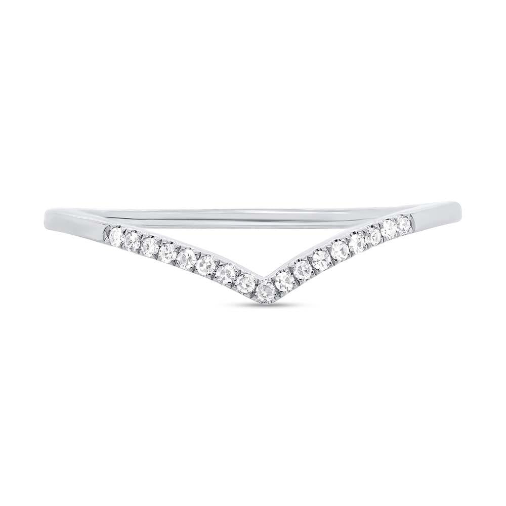14K Gold 0.05 Carat Diamond V-Shape Contour Band - Queen May