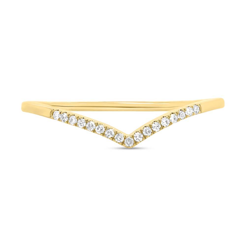 14K Gold 0.05 Carat Diamond V-Shape Contour Band - Queen May