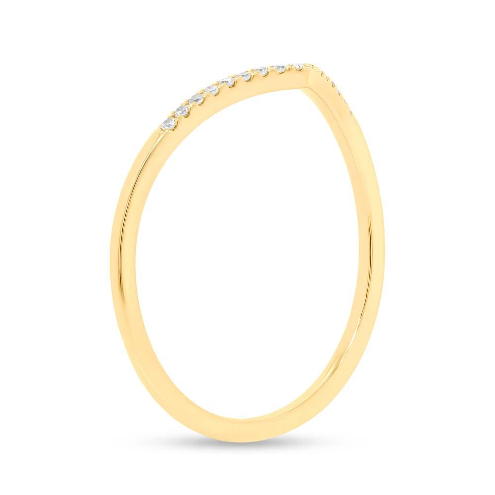 14K Gold 0.05 Carat Diamond V-Shape Contour Band - Queen May