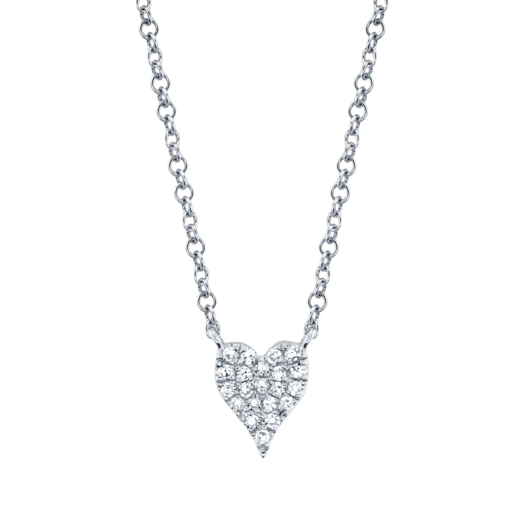 14K Gold Mini Diamond Pave Heart Pendant Necklace - Queen May