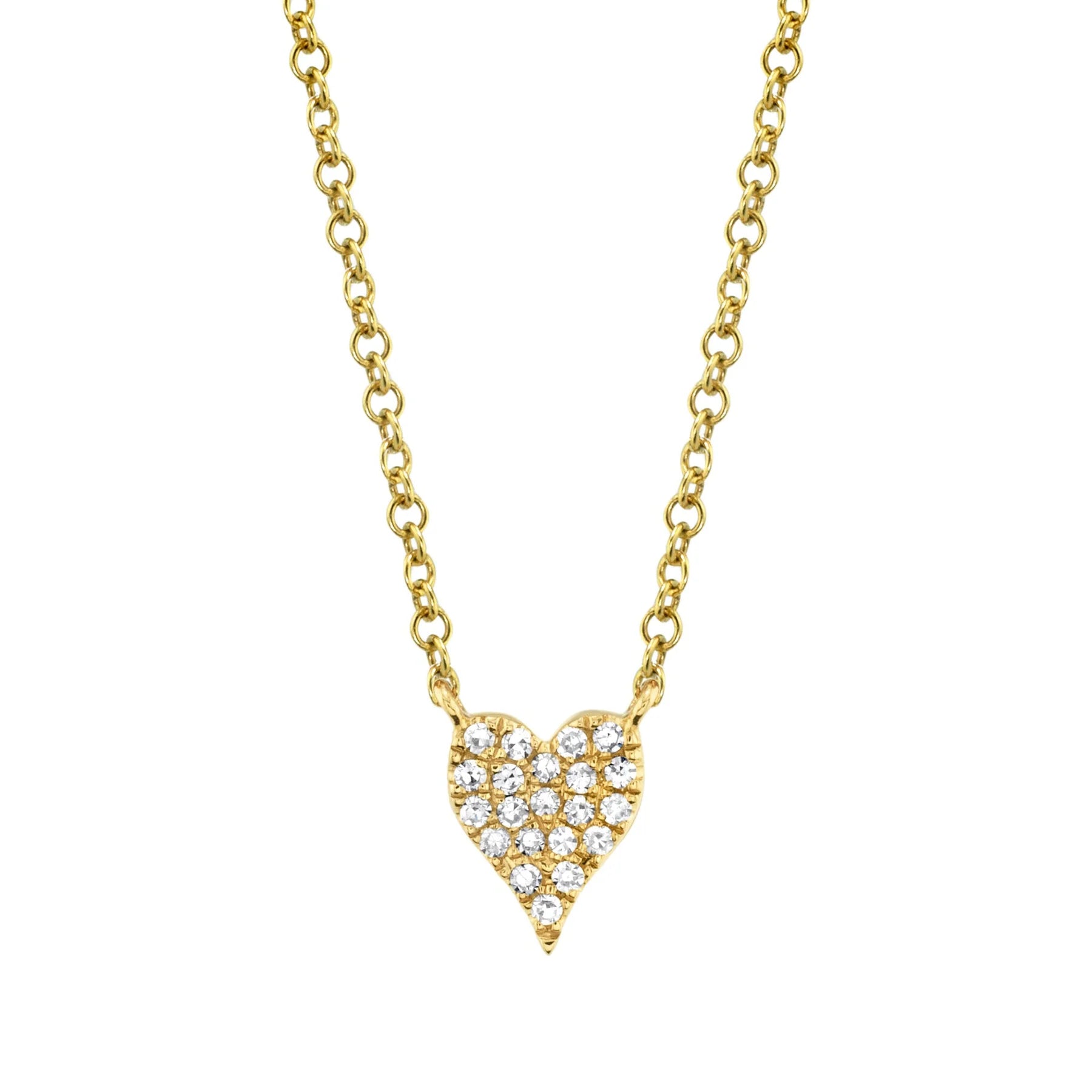 14K Gold Mini Diamond Pave Heart Pendant Necklace - Queen May