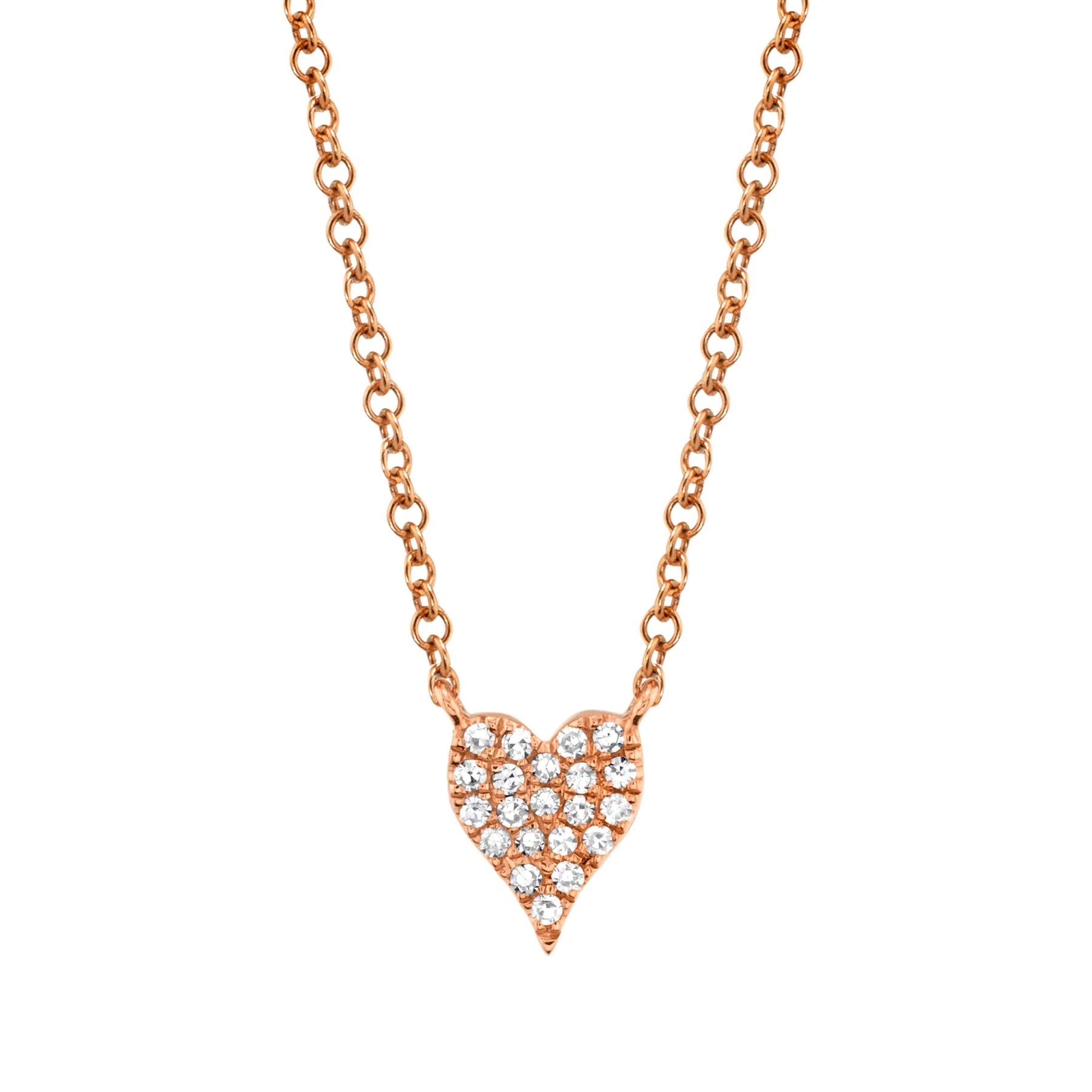 14K Gold Mini Diamond Pave Heart Pendant Necklace - Queen May
