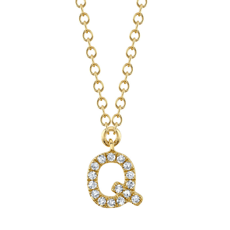 14K Gold Diamond Initial Necklace - Queen May