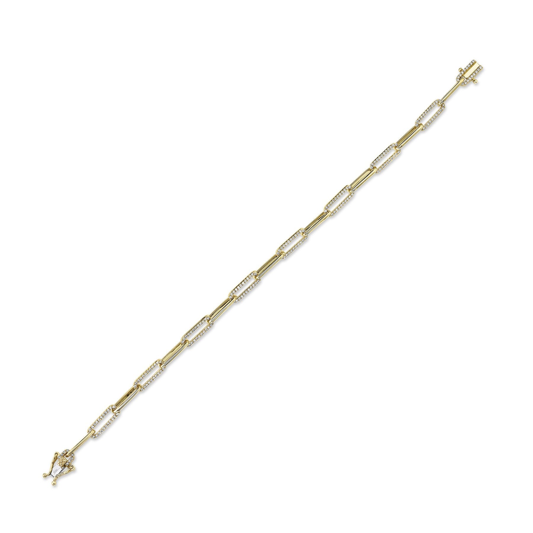 14K Yellow Gold 0.74 Carat Diamond Paper Clip Link Bracelet - Queen May