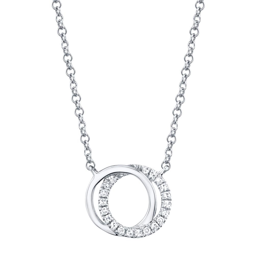 14K Gold Diamond Love Knot Circle Necklace - Queen May